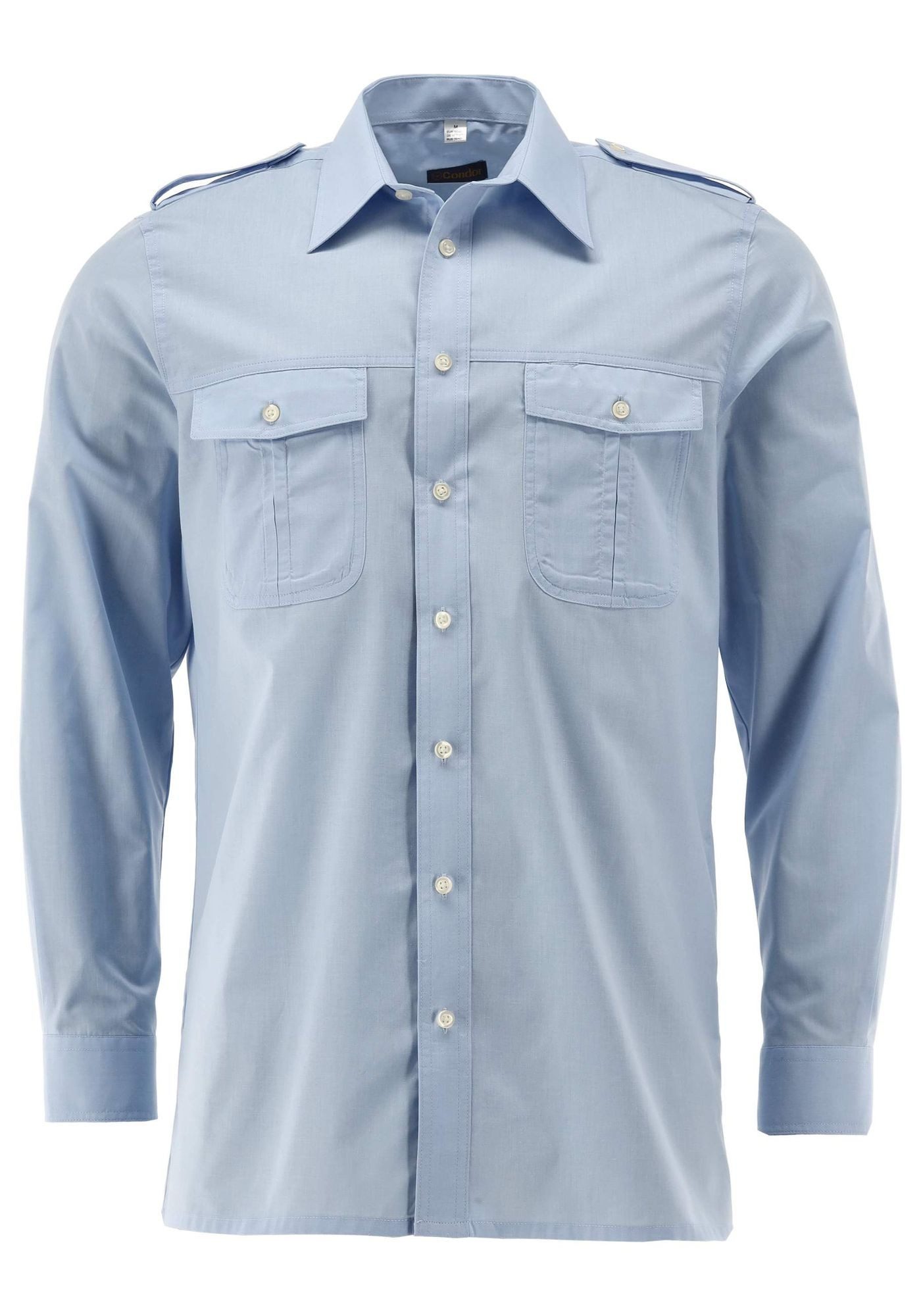 Condor Langarmhemd Koweo Pilotenhemd mit abnehmbaren Schulterklappen und Stifthalter