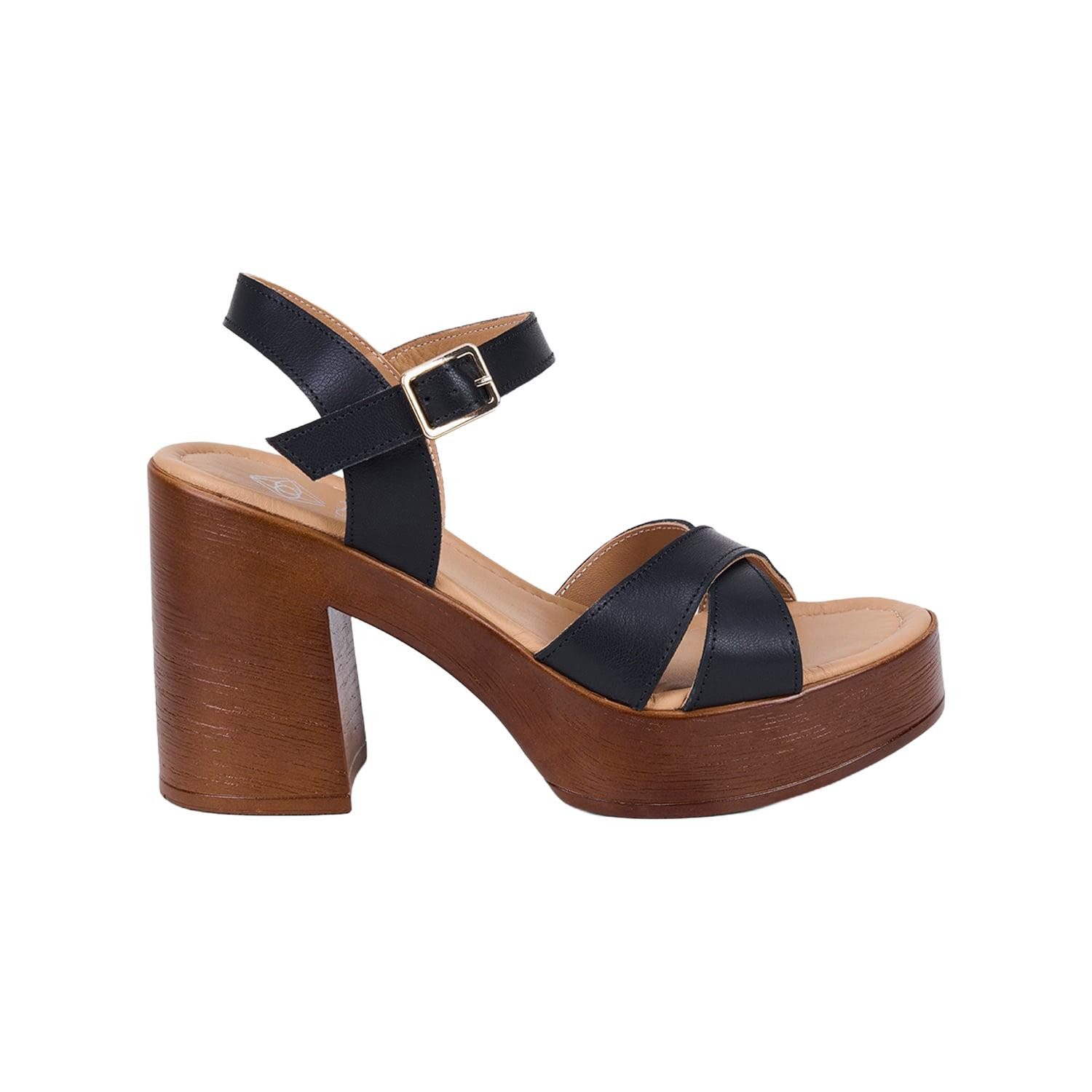Desa DESA Damen-Sandalen aus Leder mit hohem Blockabsatz Sandale