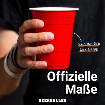 BeerBaller Becher BeerBaller® original Red Cups - 25 rote Beer Pong Becher & 3 Bälle, 16oz/473ml