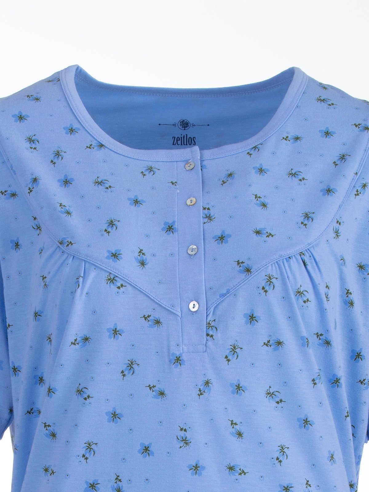 Kurzarm Nachthemd Nachthemd blau zeitlos Blumen