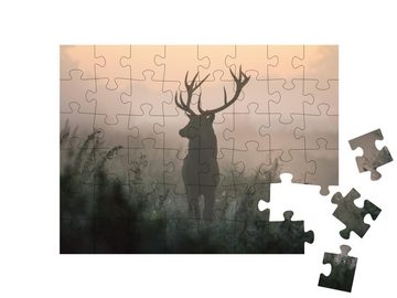 puzzleYOU Puzzle Rehbock an einem ruhigen, nebligen Morgen, 48 Puzzleteile, puzzleYOU-Kollektionen Hirsche, Tiere in Wald & Gebirge