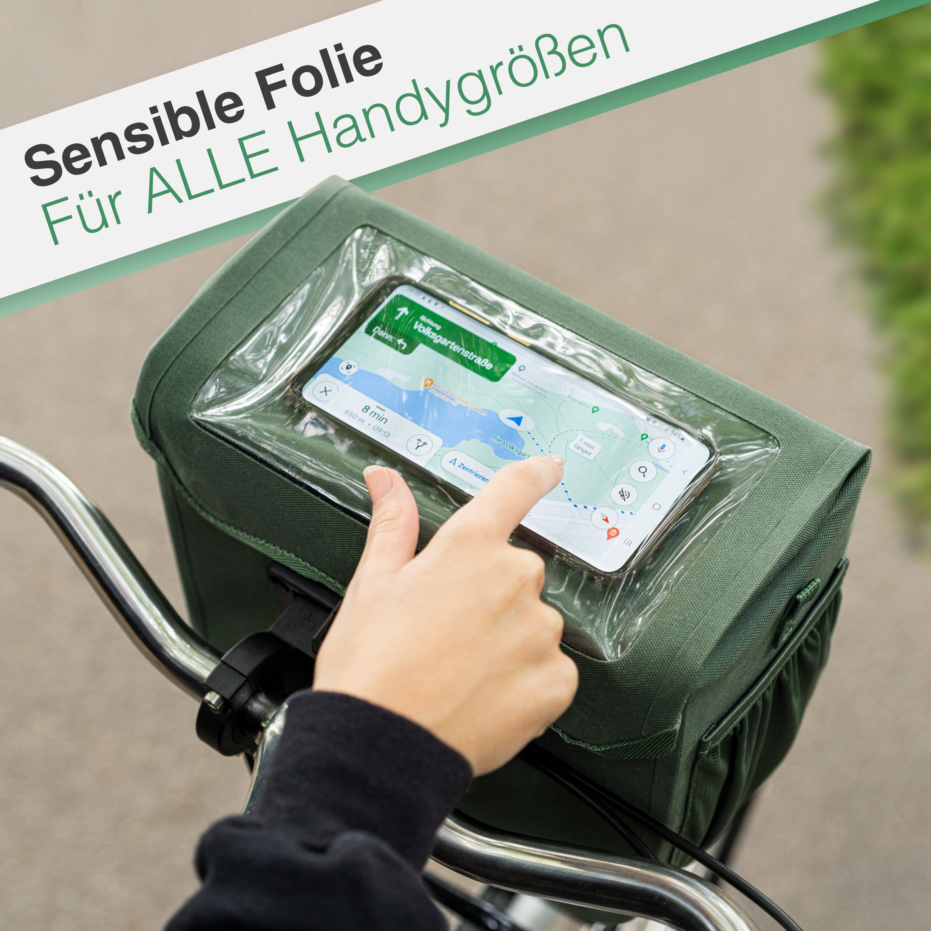 Valkental Lenkertasche Fahrradtasche vorne mit Handyfach, Klickfix-kompatibel, wasserdicht & reflektierend