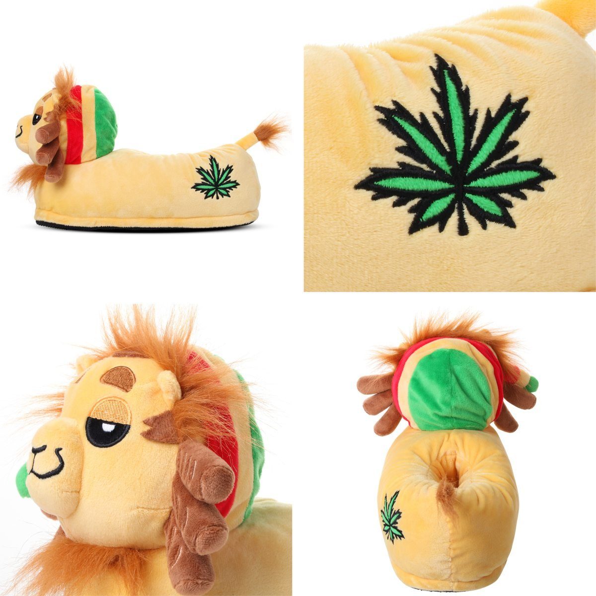 Corimori Tier Pantoffeln für Erwachsene Einheitsgröße 34-44 Plüsch Hausschuhe (Packung, Geschenk) EU Einheitsgröße 34-44, Benji der Löwe, für Kinder und Erwachs – Bild 5 von 5