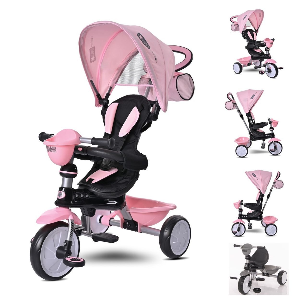 Lorelli Dreirad Tricycle One 3 in 1, EVA-Reifen Schiebestange Anti-Rutsch Pedale umbaubar