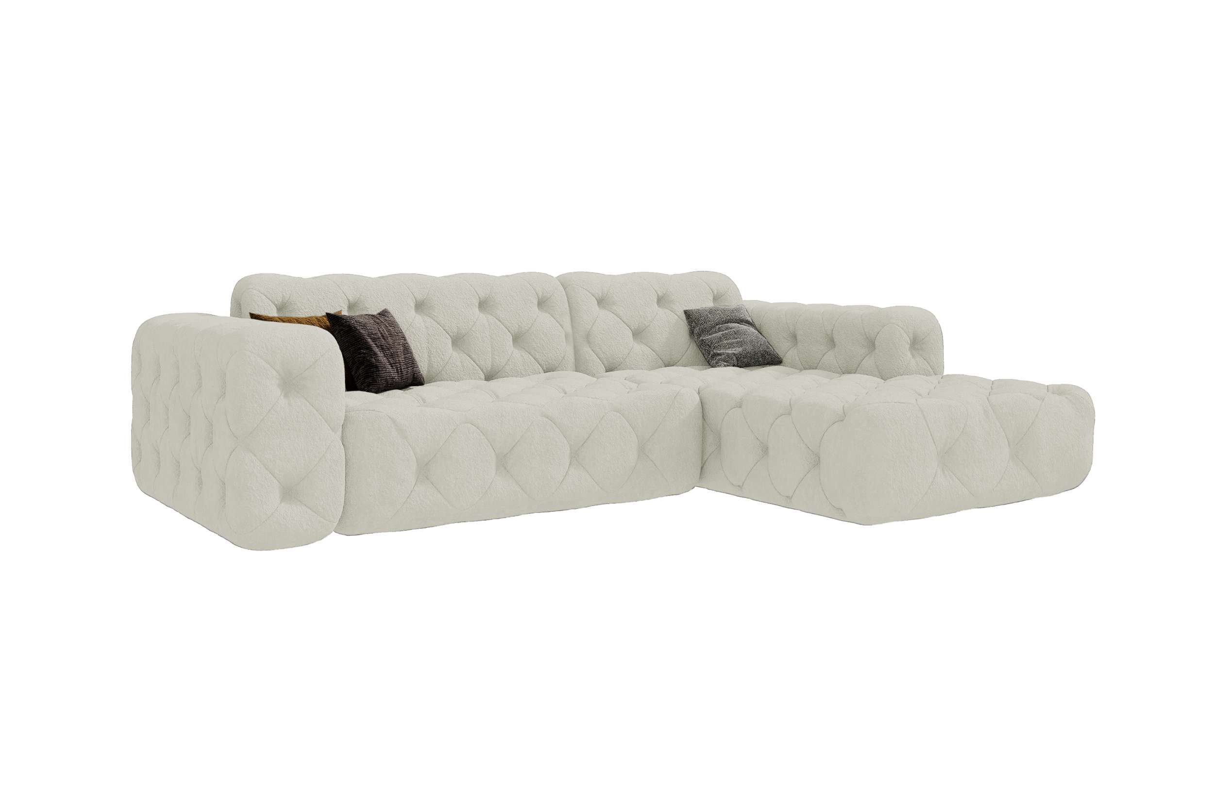 Sofa Dreams Ecksofa Kurzes Ecksofa Menorca L Form Stoffsofa, Ecksofa, L-Form, Rundumbezug aus gepolstertem Boucle-Stoff
