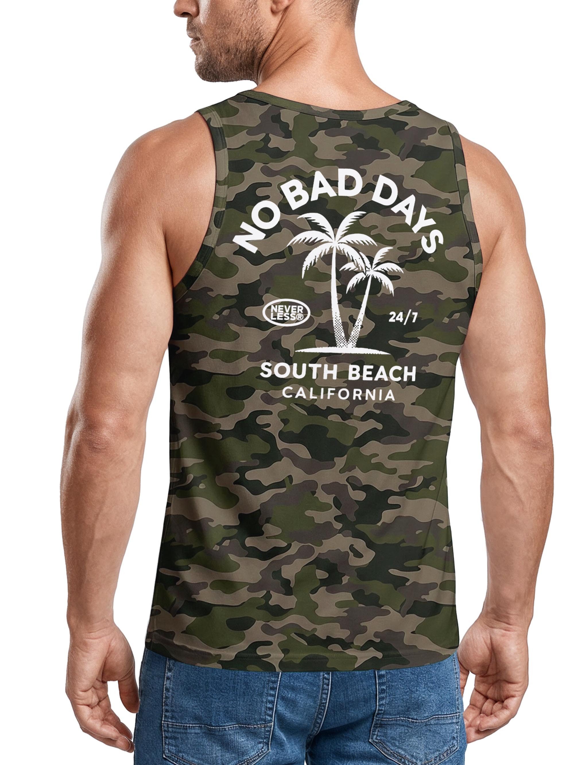 Neverless Tanktop Tanktop Herren mit Grafik-Print - Design No Bad Days - Trägershirt mit Print