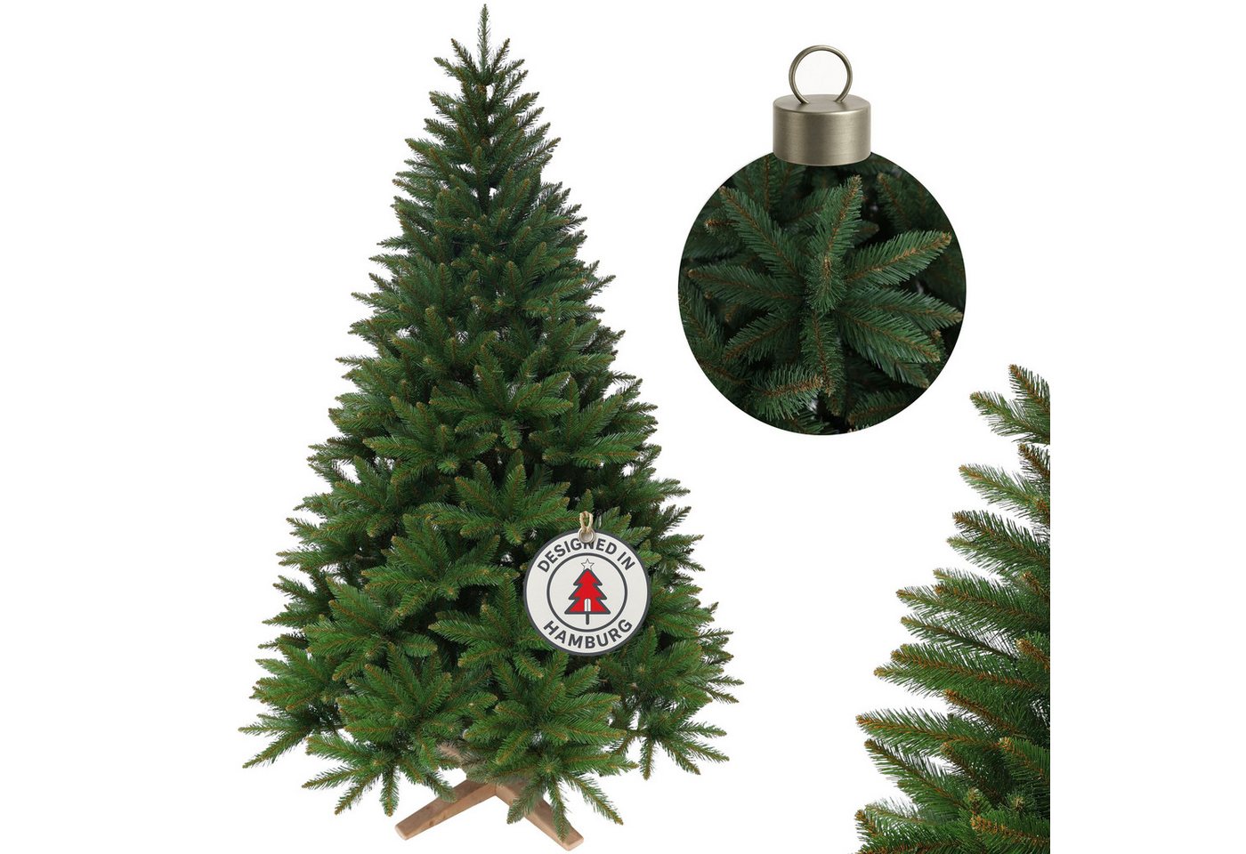 Cox Swain Künstlicher Weihnachtsbaum Realistische Optik, pflegeleichter Tannenbaum 3D PVC Nadelkleid, 150/180/210/240 cm auswählbar, Naturgetreue Optik, wiederverwendbar, einfache Montage