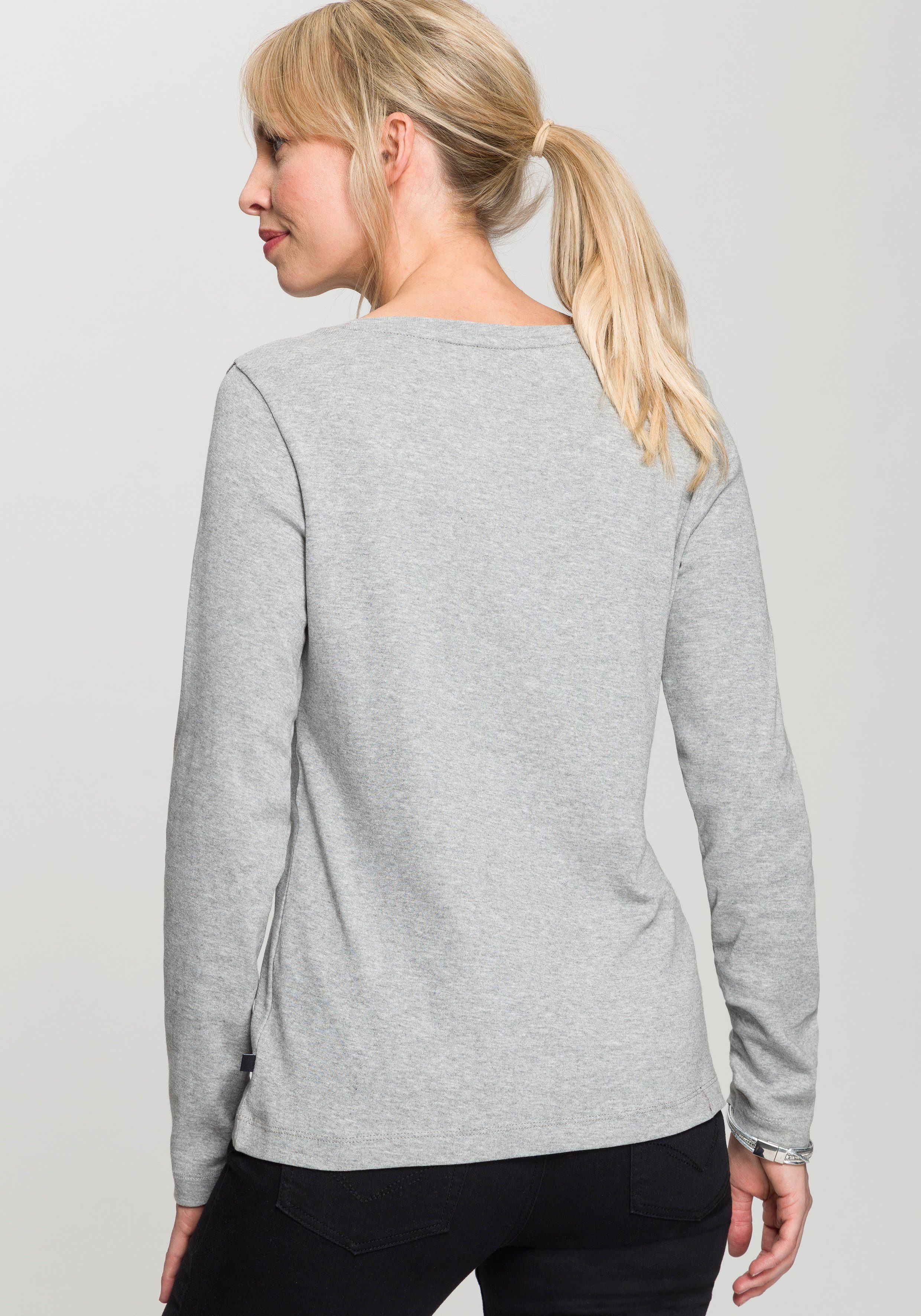 H.I.S Langarmshirt figurbetonte Passform, Feinrippstoff aus günstig online kaufen