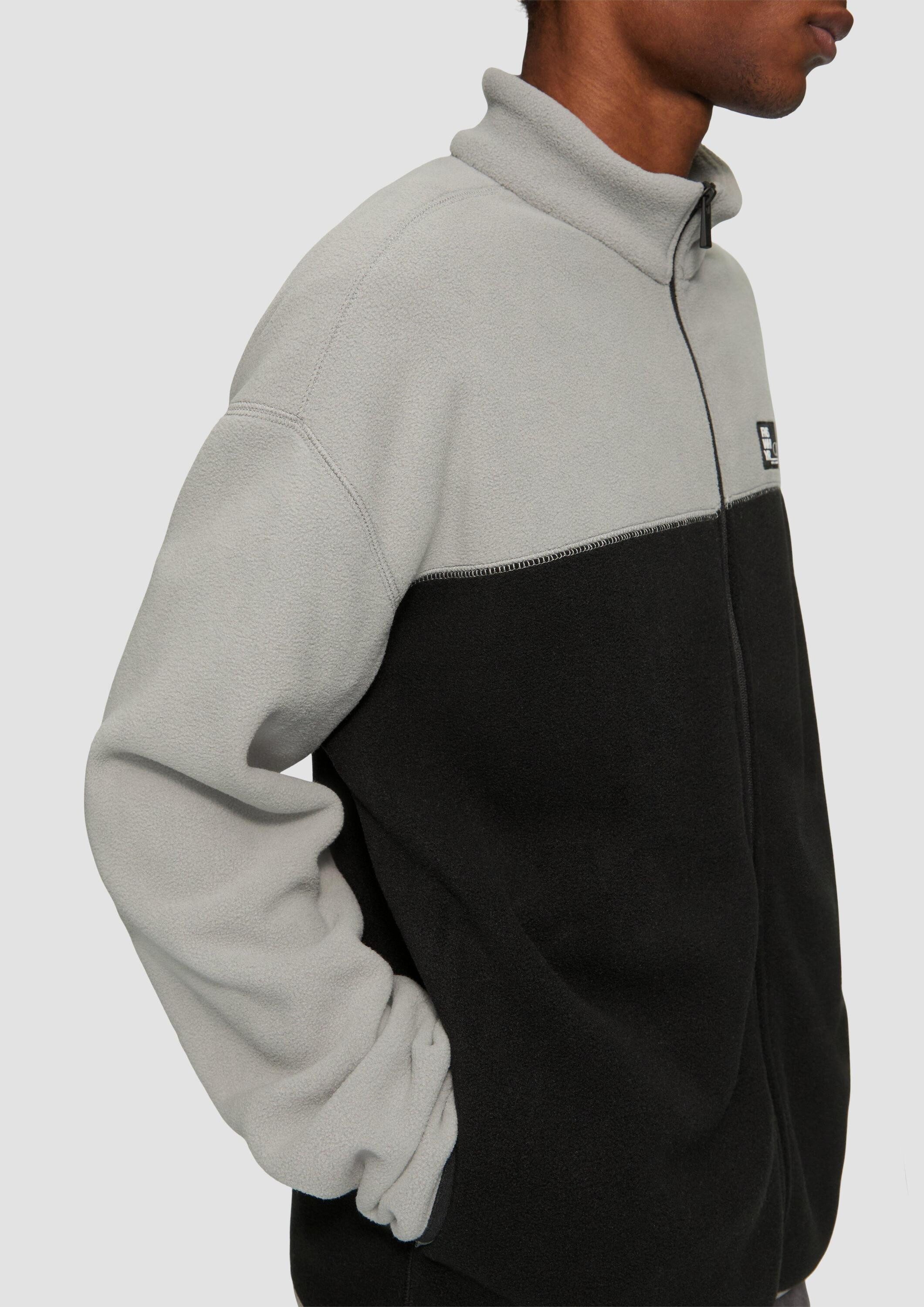 QS Sweatjacke Sweatshirt Jacke Fleecejacke mit Stehkragen