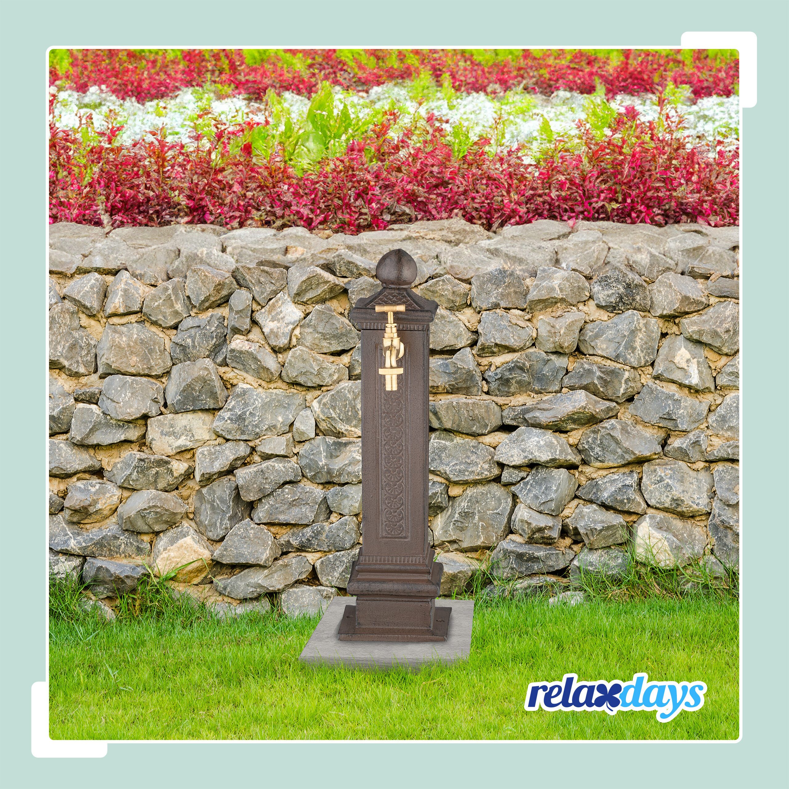 relaxdays Gartenbrunnen Standbrunnen antik 47 cm, 14 cm Breite, (1 tlg), braun – Bild 2 von 5