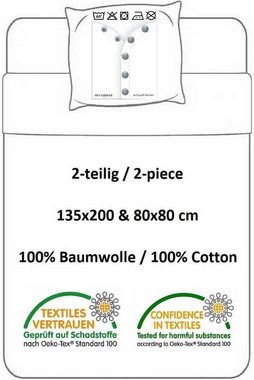 Bettwäsche Weißer Tiger - Bettwäsche-Set Wendemotiv, Raubkatze 135x200 & 80x80, TOP!, Baumwolle, 100% Baumwolle