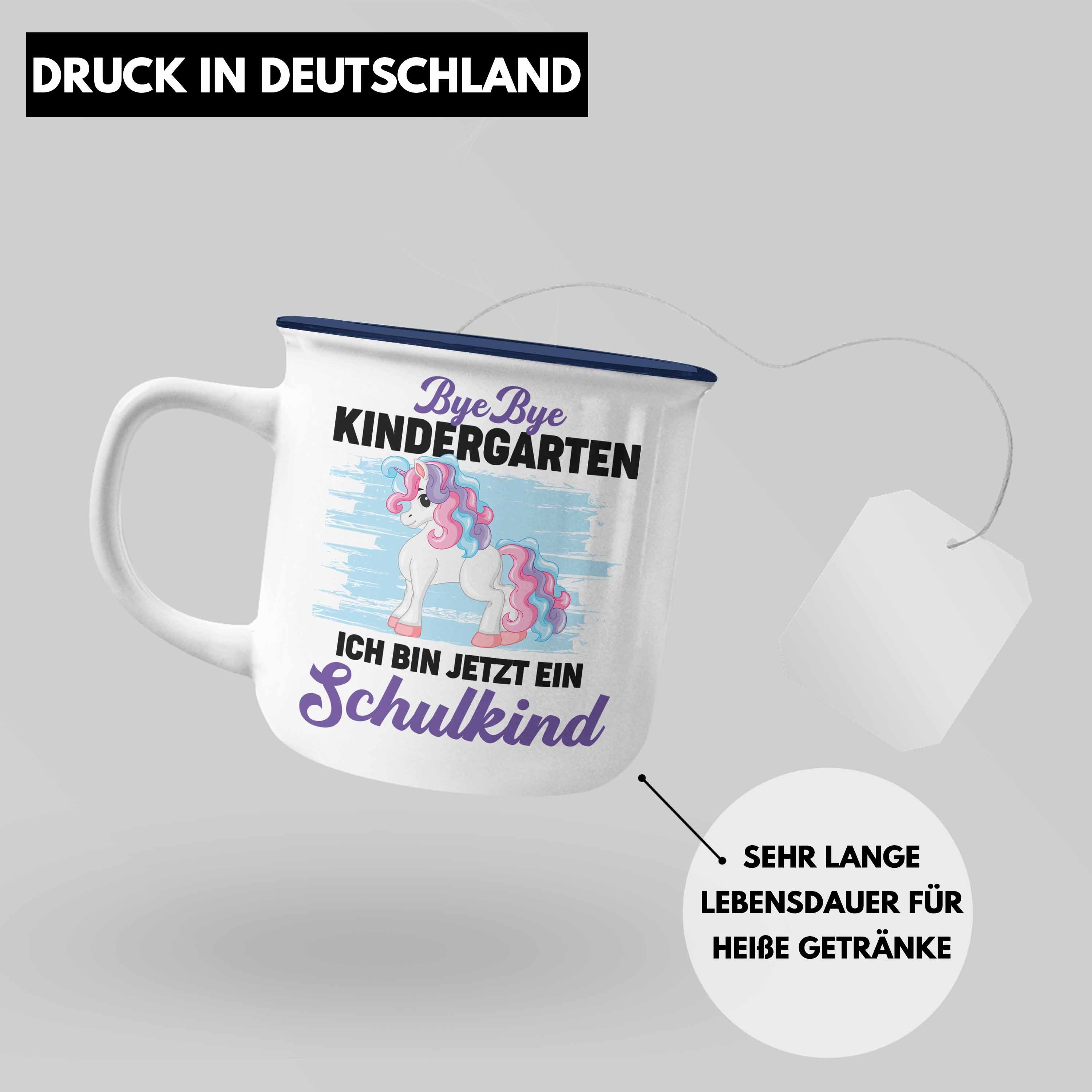 Trendation Thermotasse Trendation Bye - Kindergarten Geschenk Bye 1. Tasse Einschulung Jetzt 2022 Schulkind Schulstart Mädchen Geschenkidee Emaille Schultag Bin Ein Blau Schulkind Schulanfang Ich Schuleinführung