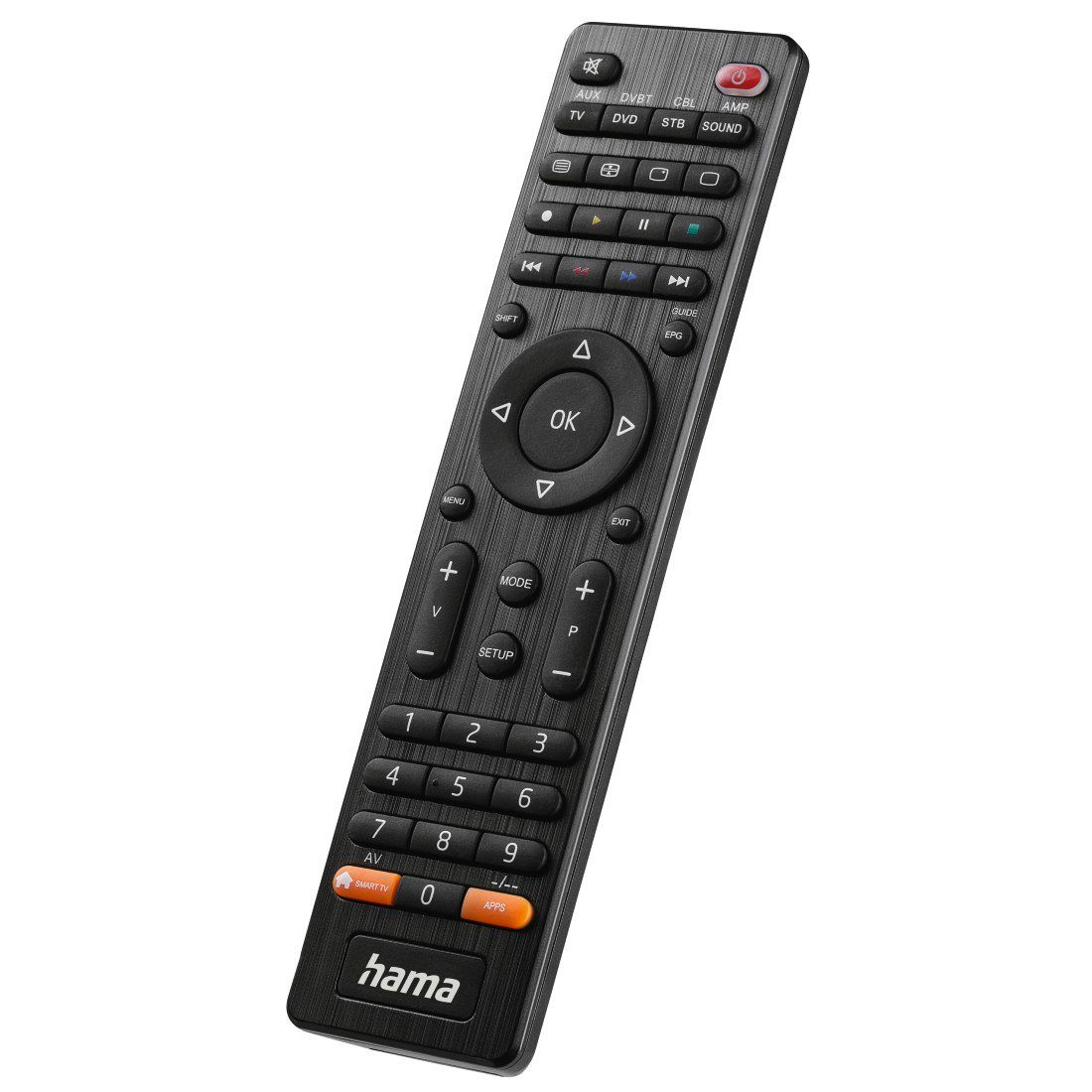 Hama Universal Infarot Fernbedienung für TV, DVD-Player, Audiogeräte Universal-Fernbedienung (8-in-1, Samsung, LG, Philips, Panasonic, Codeliste, 10m Reichweite, schwarz)