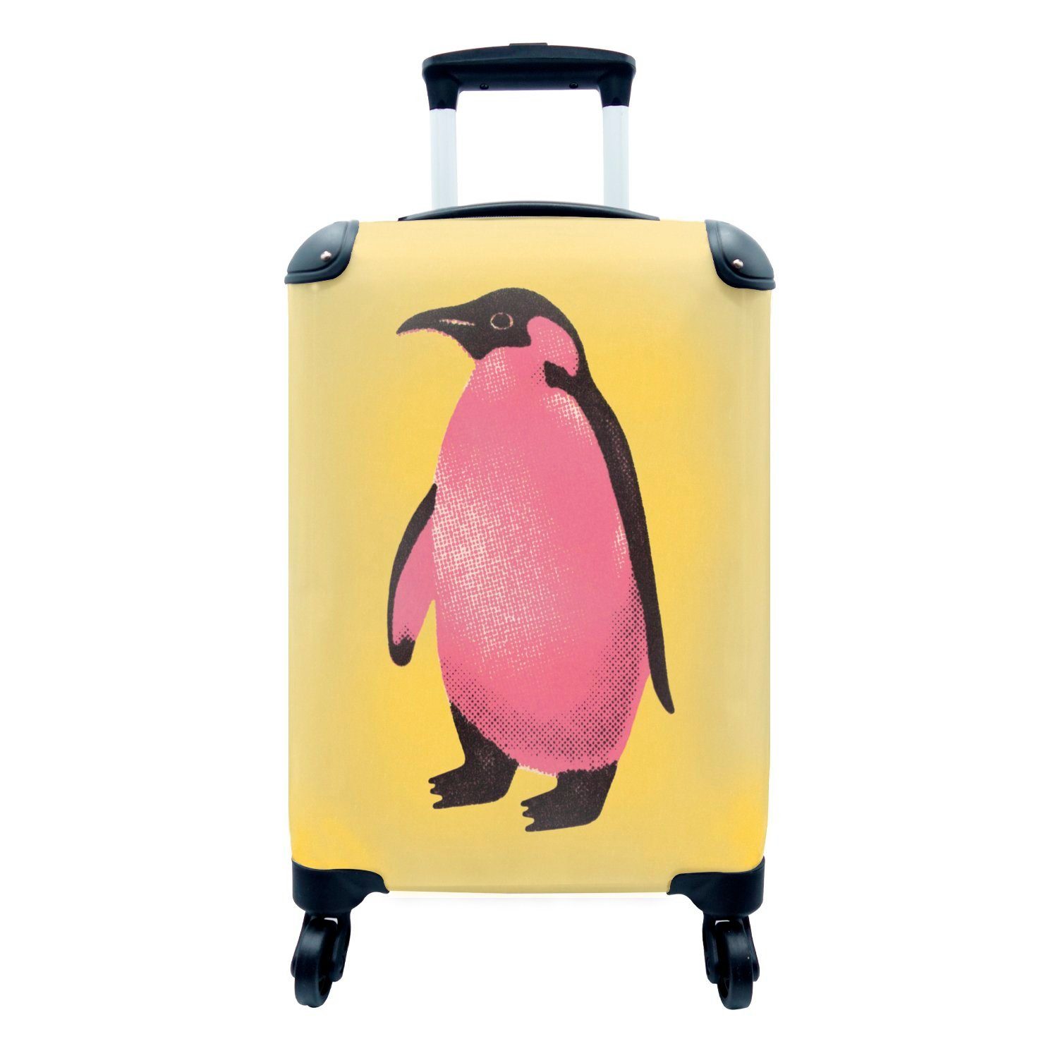 in Ferien, für Illustration 4 Pop-Art, Eine rollen, Handgepäck Reisetasche Handgepäckkoffer Reisekoffer der MuchoWow mit eines Rollen, Pinguins Trolley,