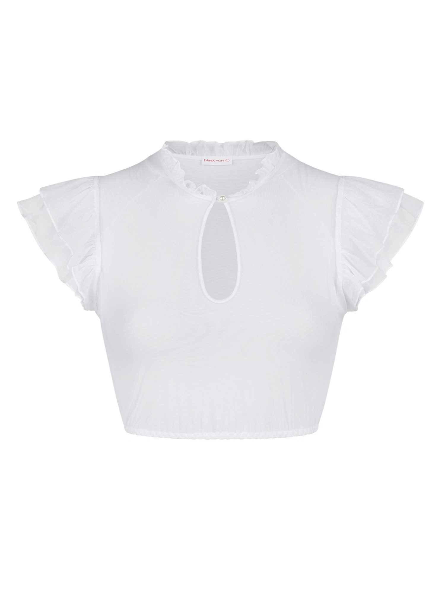 Nina Von C. Dirndlbluse Dirndl-Bluse Flügelärmel Lilly (Stück, 1-tlg) moderne, transparente Bluse, romantischer Rüschenkragen