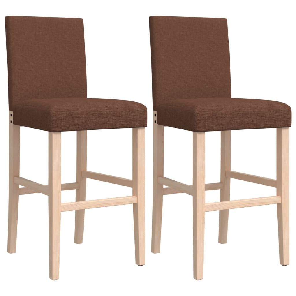 Barhocker Barstühle 2 Stk. Massivholz Gummibaum und Stoff