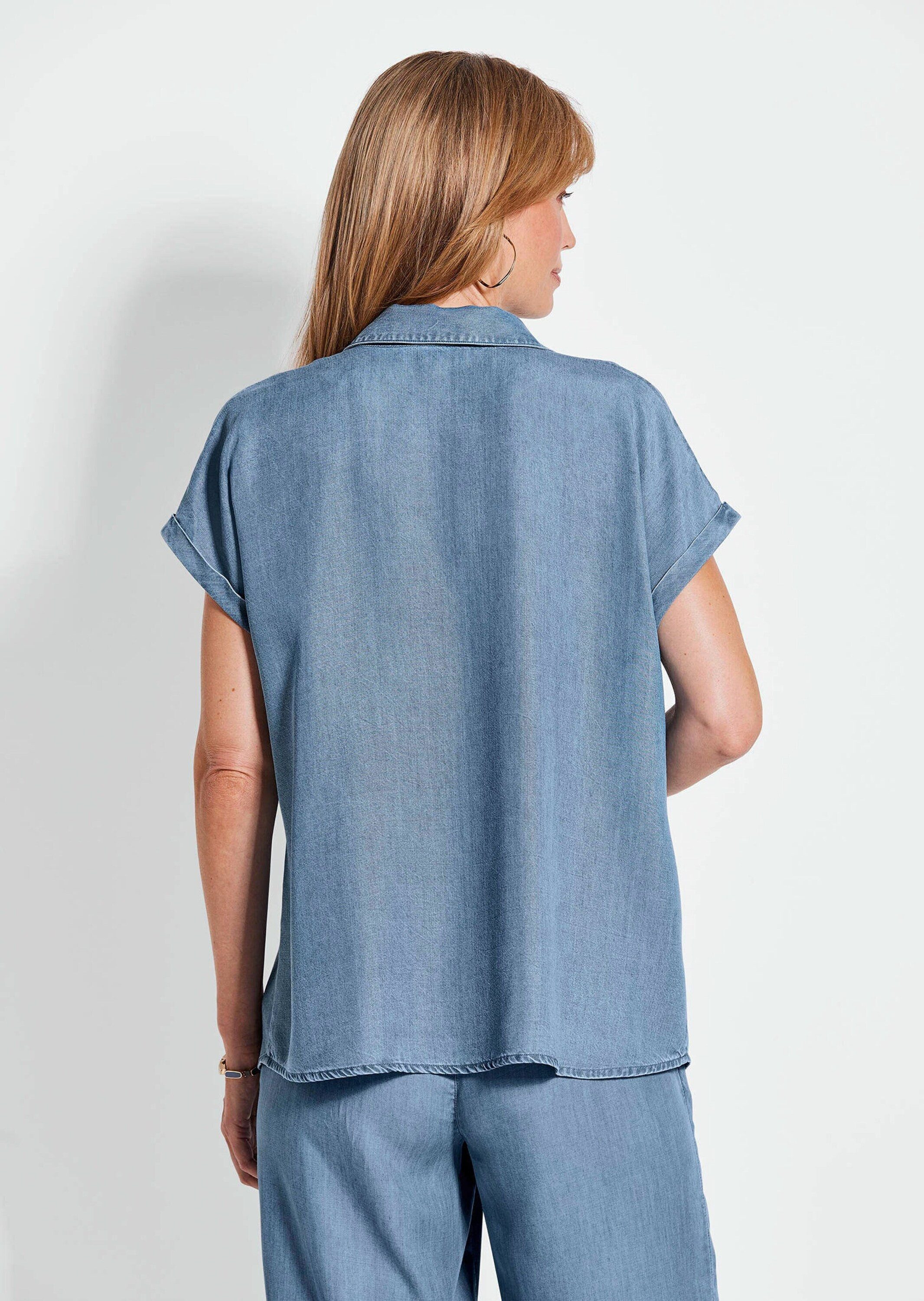 GOLDNER Schlupfbluse Leichte Bluse in Denim-Optik für Damen Bluse aus fließ günstig online kaufen