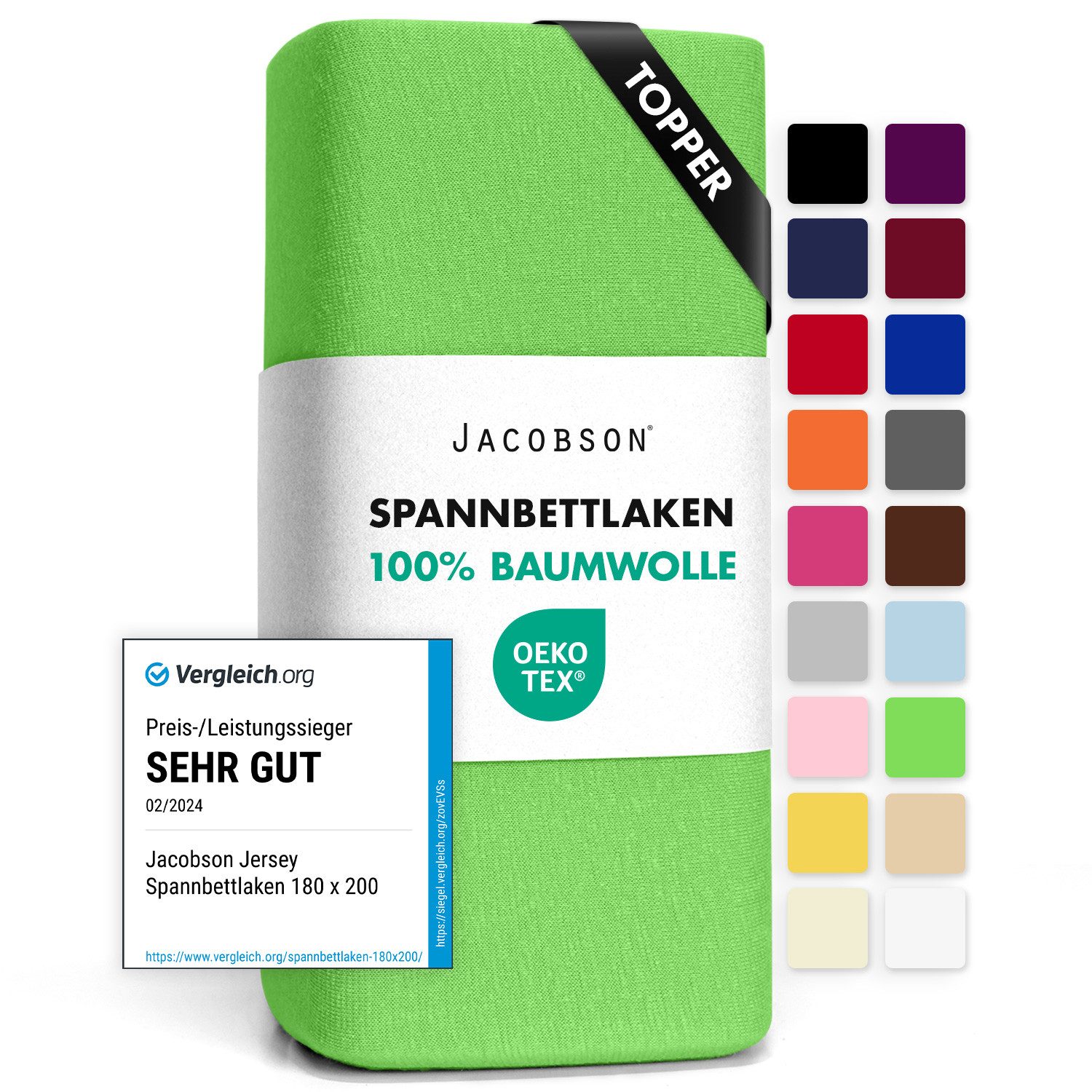 Jacobson Spannbettlaken TOPPER aus 100% Baumwolle, günstig online kaufen