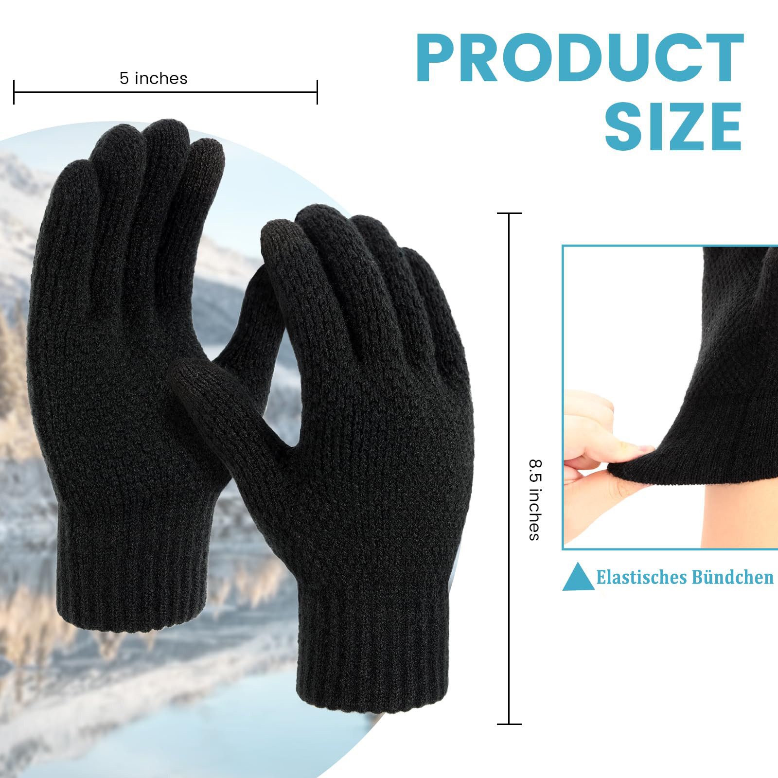 Bextsrack Strickhandschuhe Unisex Winter Touchscreen-Handschuhe, Strick-Winterhandschuhe, ideal für Laufen, Fahren und Wandern