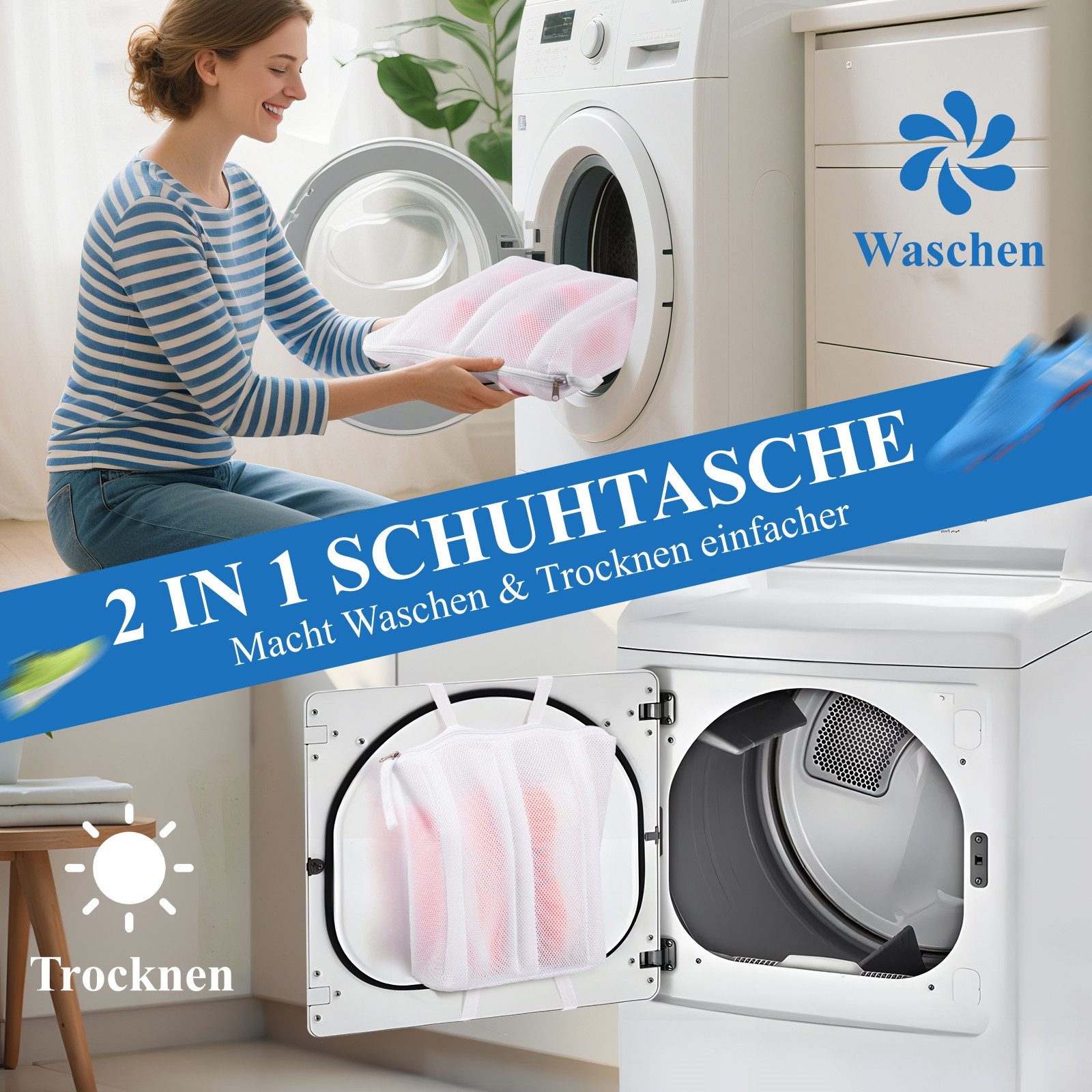 Elegear Wäschenetz Waschesäckchen für Schuhe, wäschenetz, wäschenetz für waschmaschine, 29*32 cm,Für Waschmaschinen & Trockner,Für Herrenschuhe/Damen/Kinder