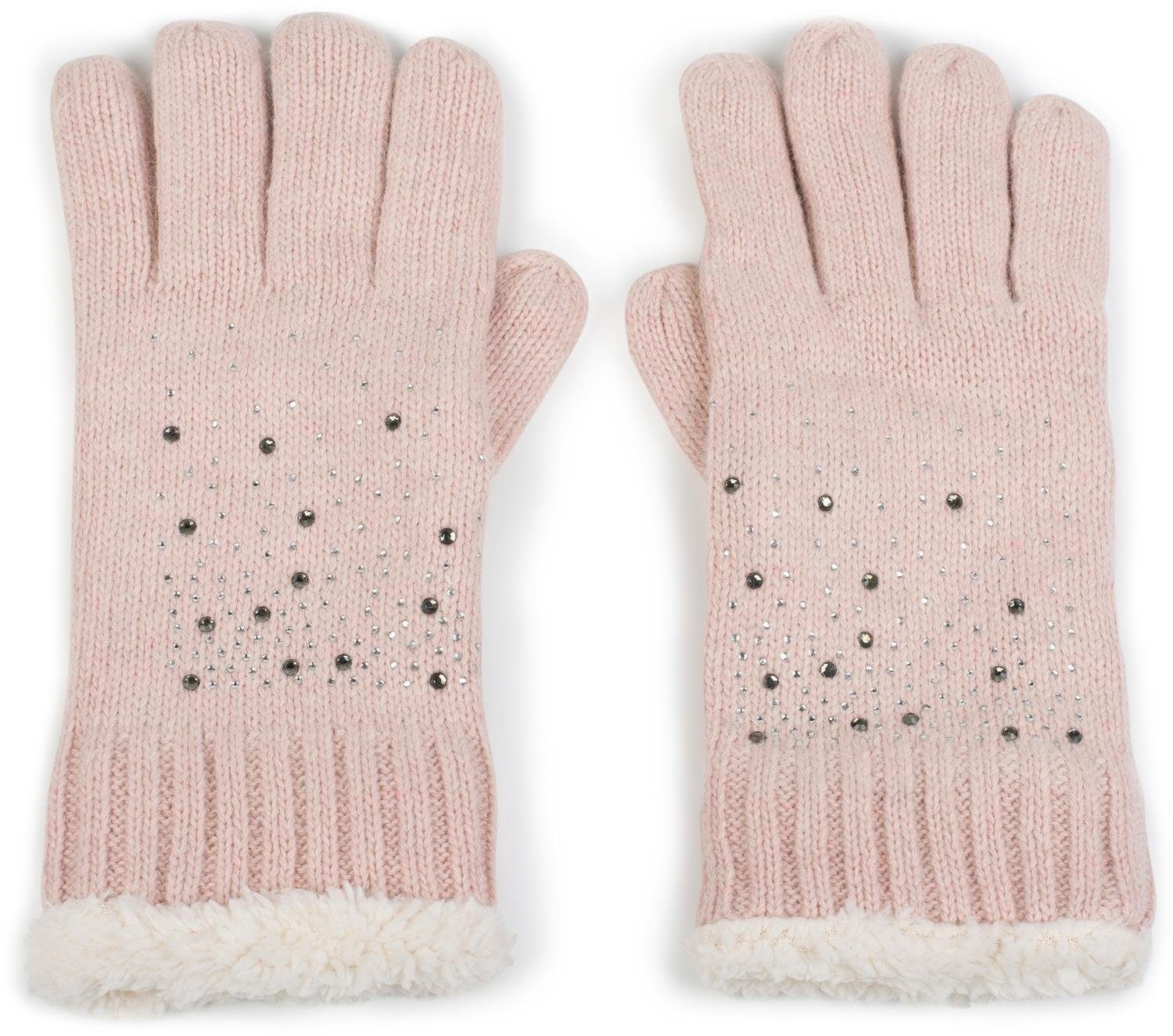 styleBREAKER Strickhandschuhe Strickhandschuhe mit Strass und Fleece