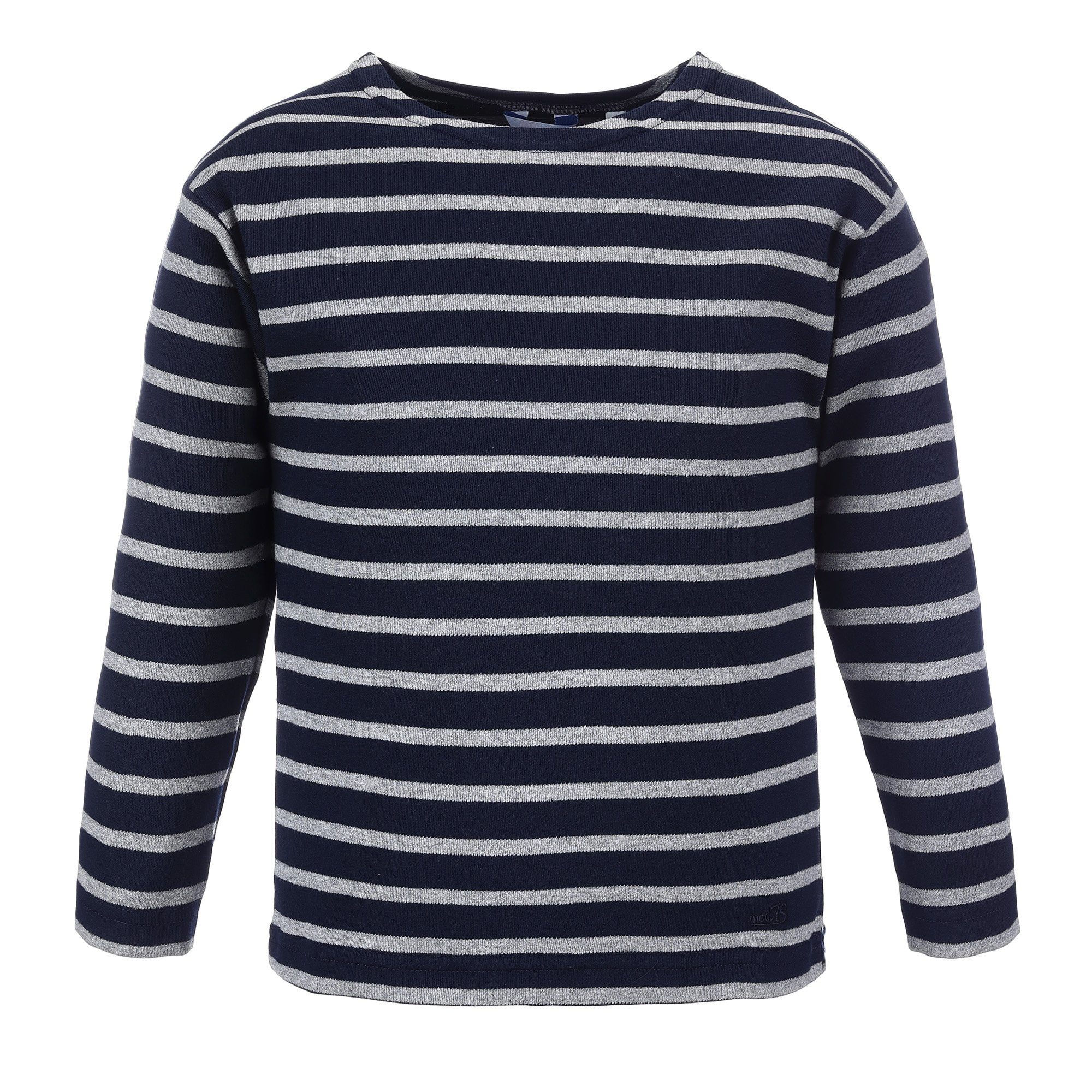 (56) grau-melange für Bretonisches Shirt blau Mädchen Longsleeve Langarmshirt mit Jungen / Kinder modAS Streifen