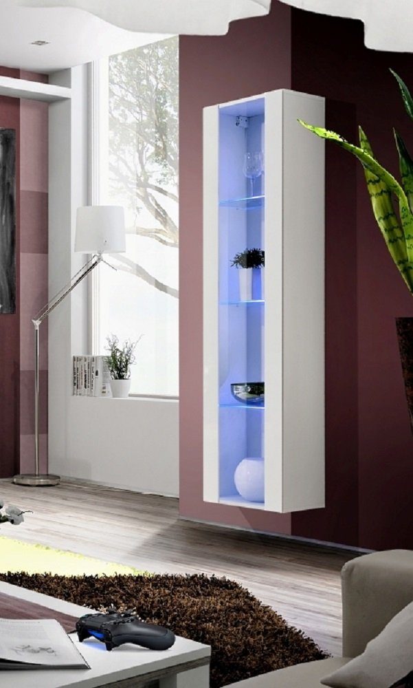 ASM-Moebel Hängevitrine Hängevitrine Glasvitrine FLY I Hochglanz Led Push-Click 12 Varianten Hochglanzfronten Led Beleuchtung und Push-Click System