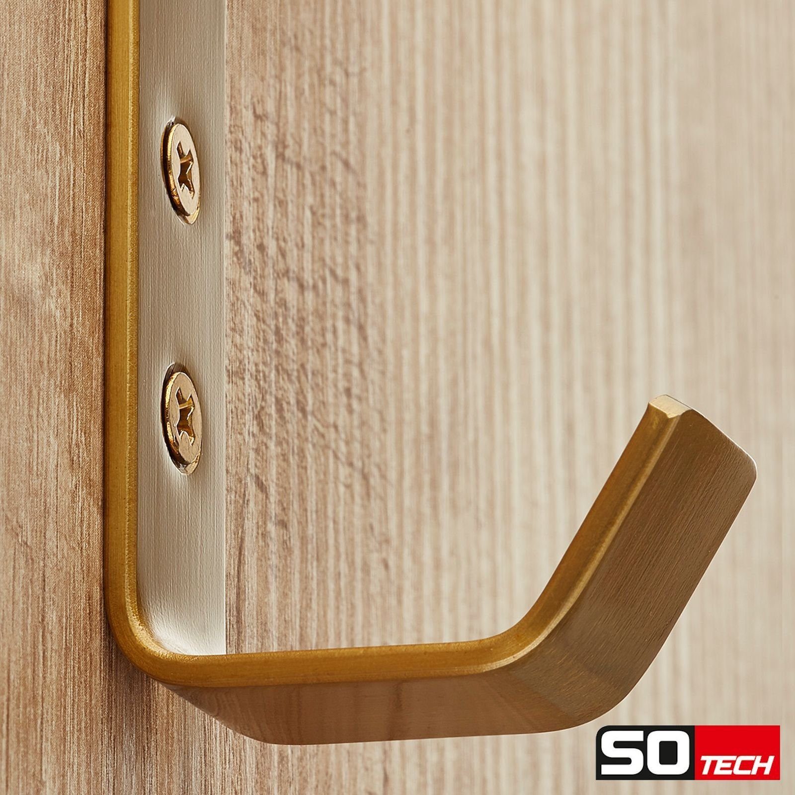 SO-TECH® Kleiderhaken doppelter Wandhaken, Edelstahl, 142 x 20 x 45 mm, (10-St), großer Jackenhaken mit abgerundeten Kanten gelb