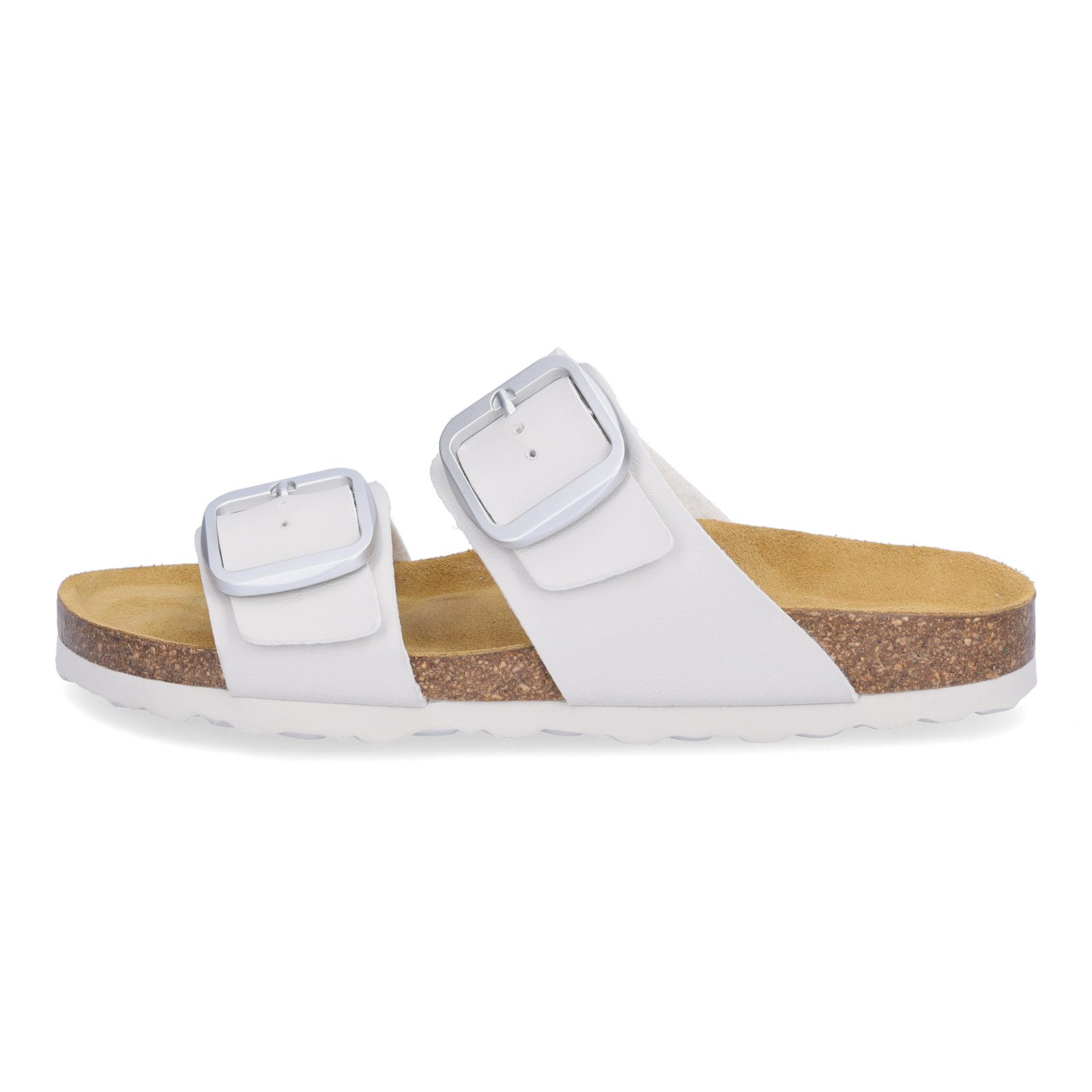 MIDS MIMI Damen Pantolette offwhite, Zweiriemer mit ergonomischem Lederfußbett & großer Schnalle