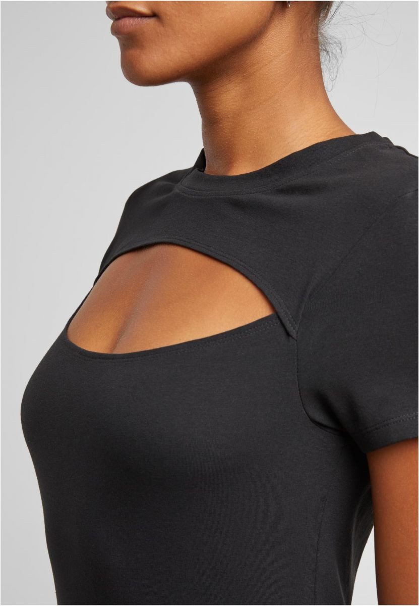 URBAN CLASSICS Rundhalsshirt Damen Short Cut Out T-shirt – Bild 4 von 5