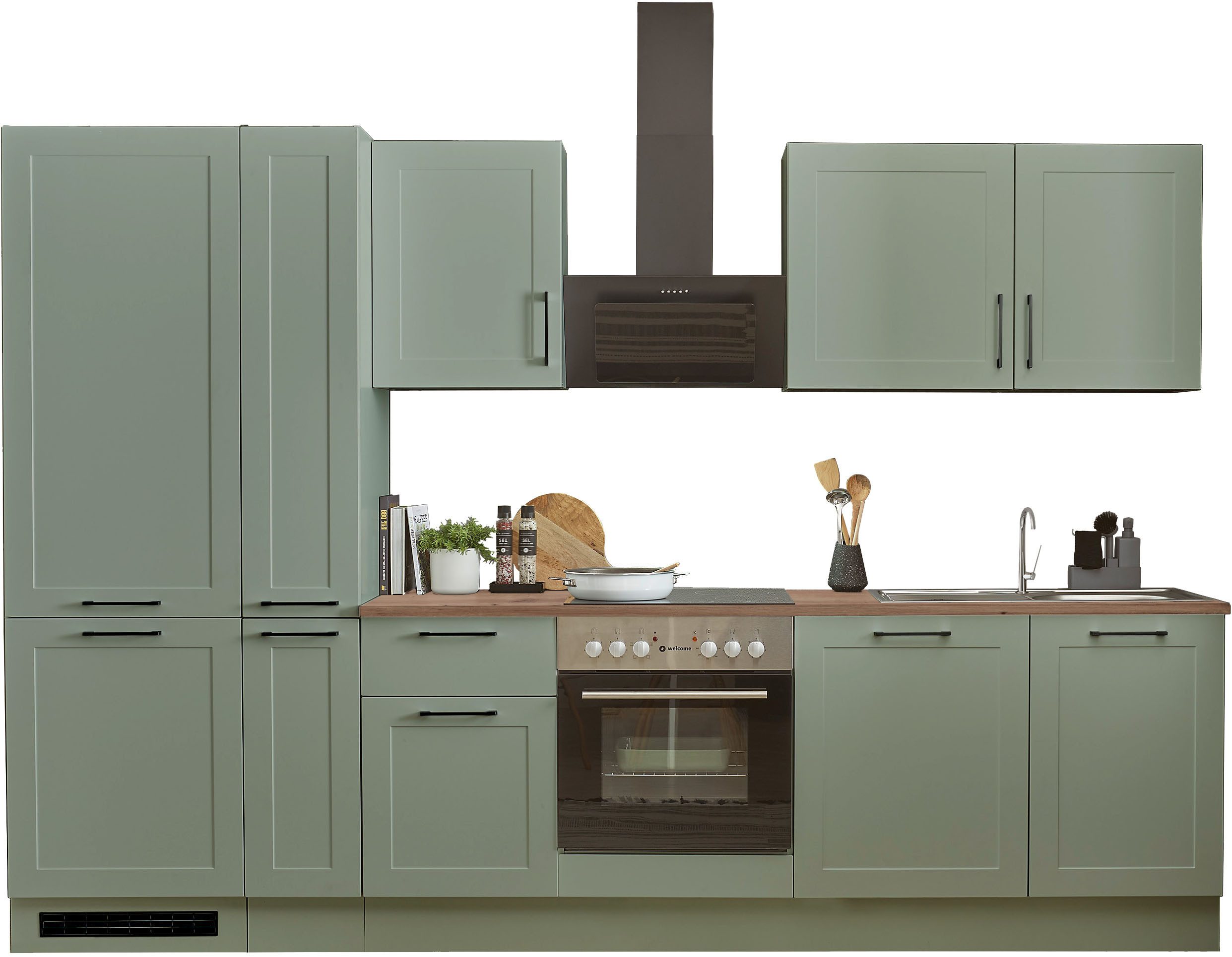 BASIC by Balculina Küchenzeile Marsi, Breite 310 cm, wahlweise mit E-Geräten, mit Soft-Close-Funktion