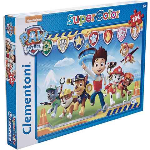 Clementoni® Puzzle Supercolor Puzzle - Paw Patrol (104 Teile), 104 Puzzleteile