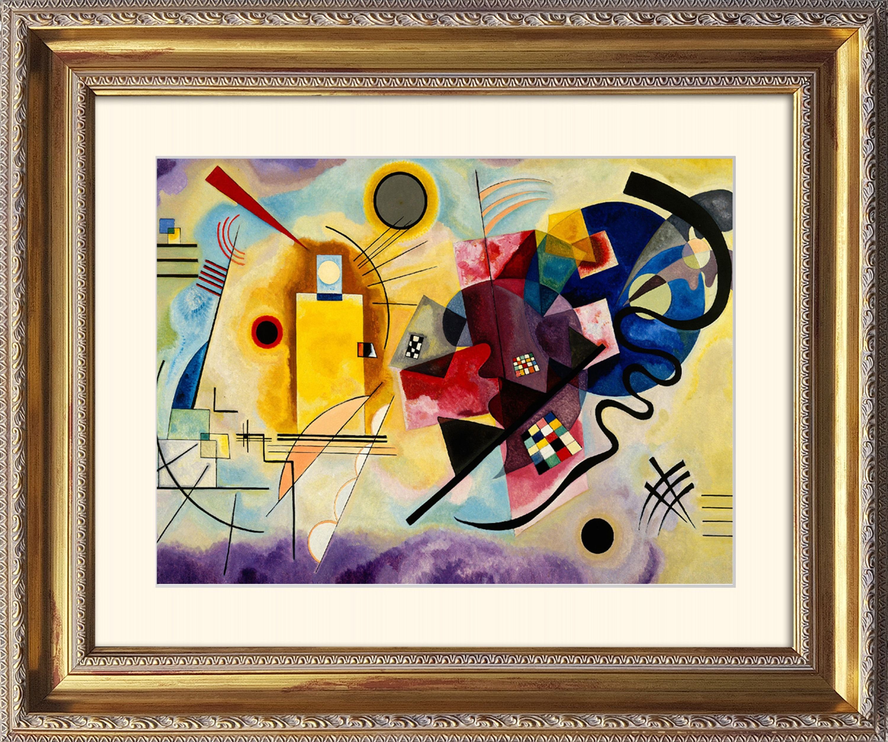 artissimo Bild mit Rahmen Kandinsky Bild mit Barock-Rahmen / Poster erahmt 63x53cm / Wandbild, Wassily Kandinsky: Yellow, Red and Blue