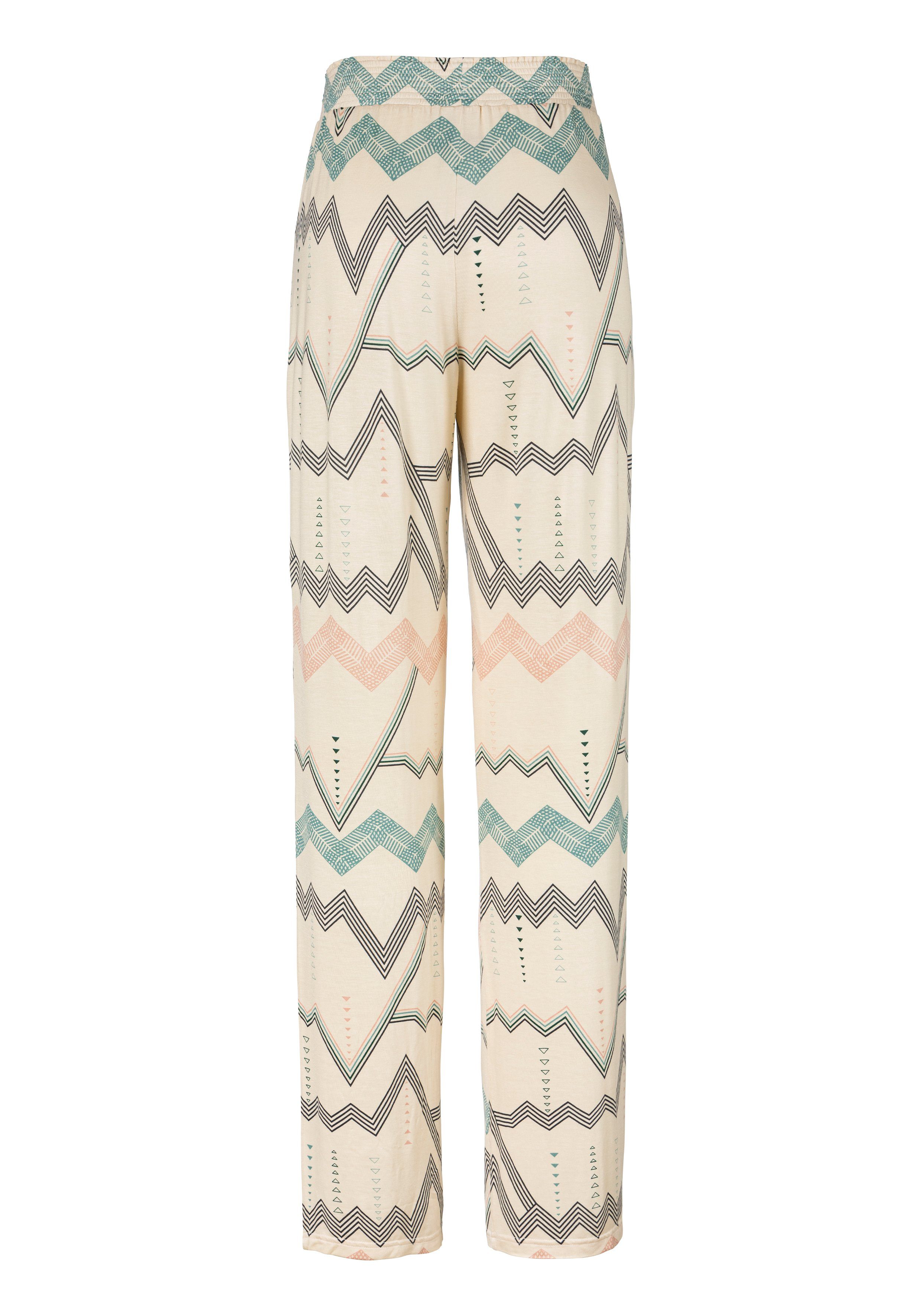 LASCANA Pyjamahose mit grafischem Muster Zick-Zack beige-allover