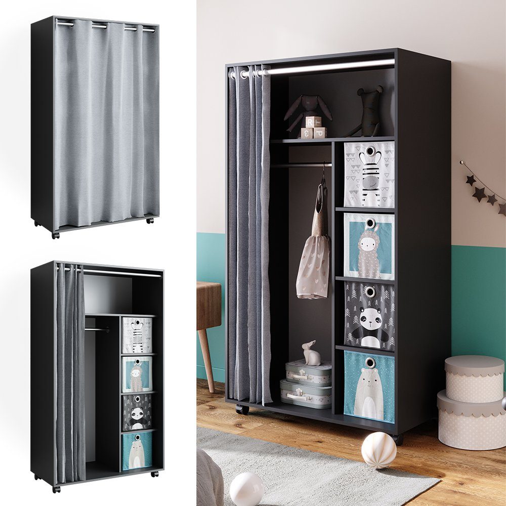 Vicco Kleiderschrank Doros, Grau, 100 x günstig online kaufen