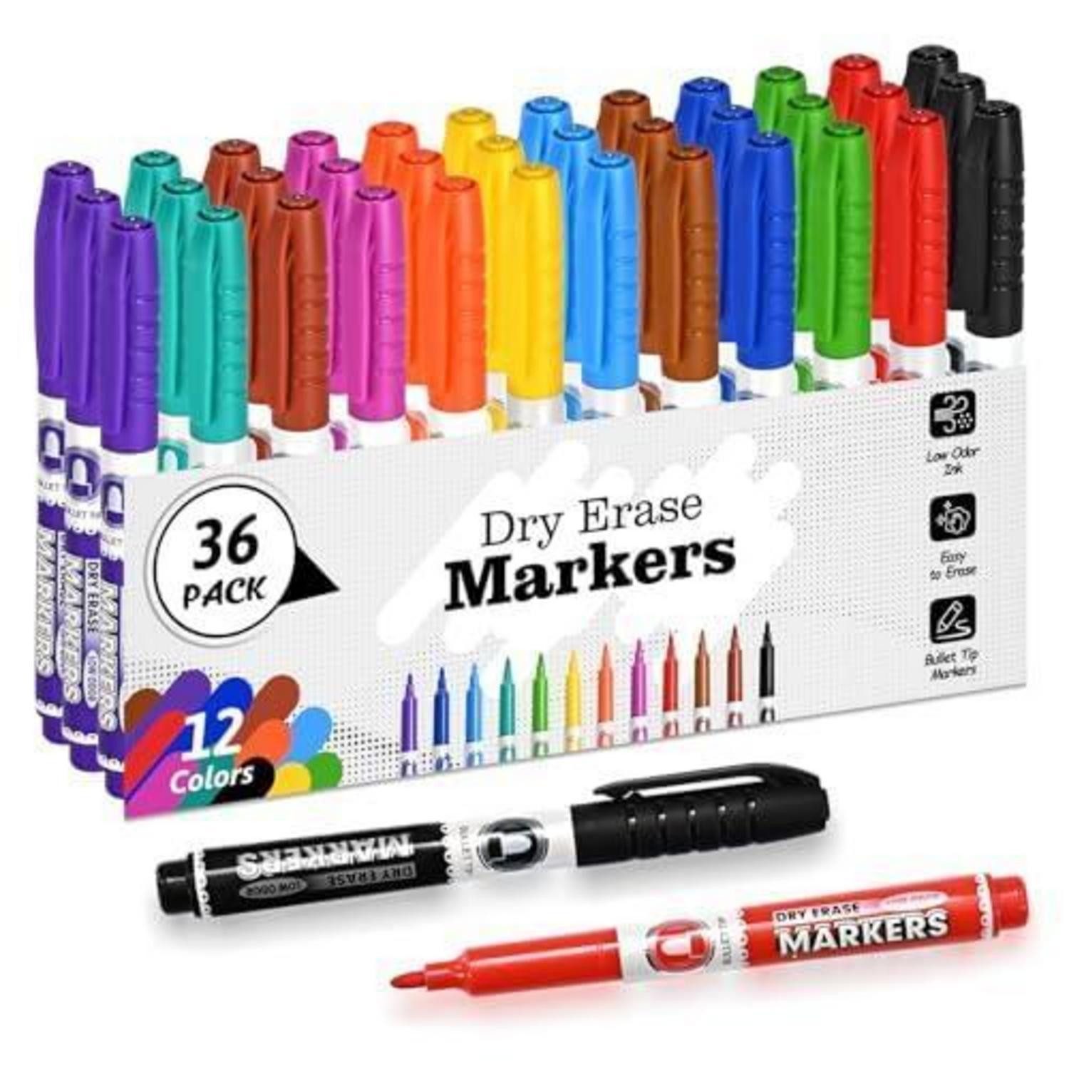 LuxusKollektion Whiteboard Marker Whiteboard-Stifte mittelfein, 36 Stk. 12 Farben
