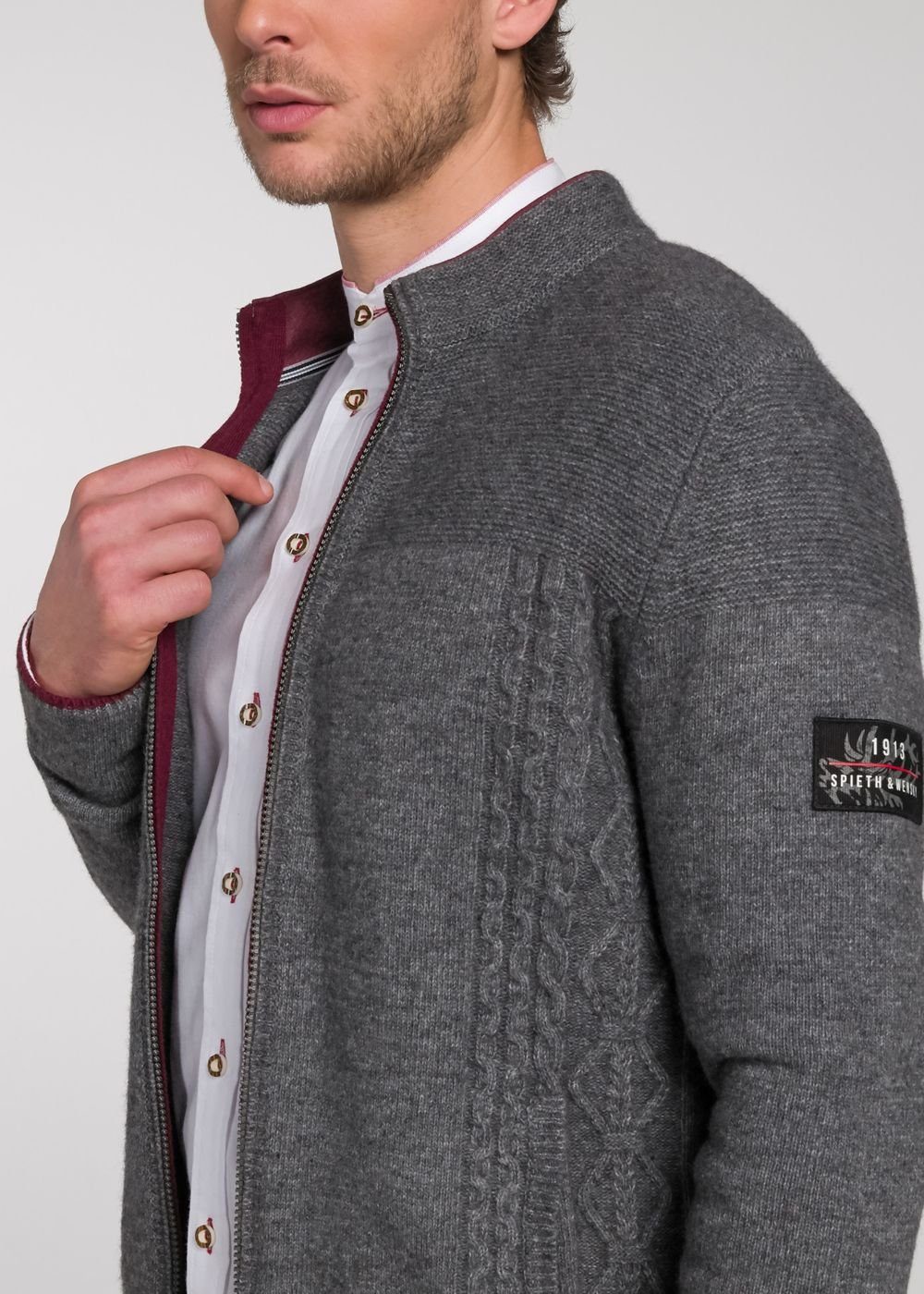 Spieth & Wensky Trachtenjanker 360220-H Rogan ROGAN Trachten Wolljanker Strickjacke