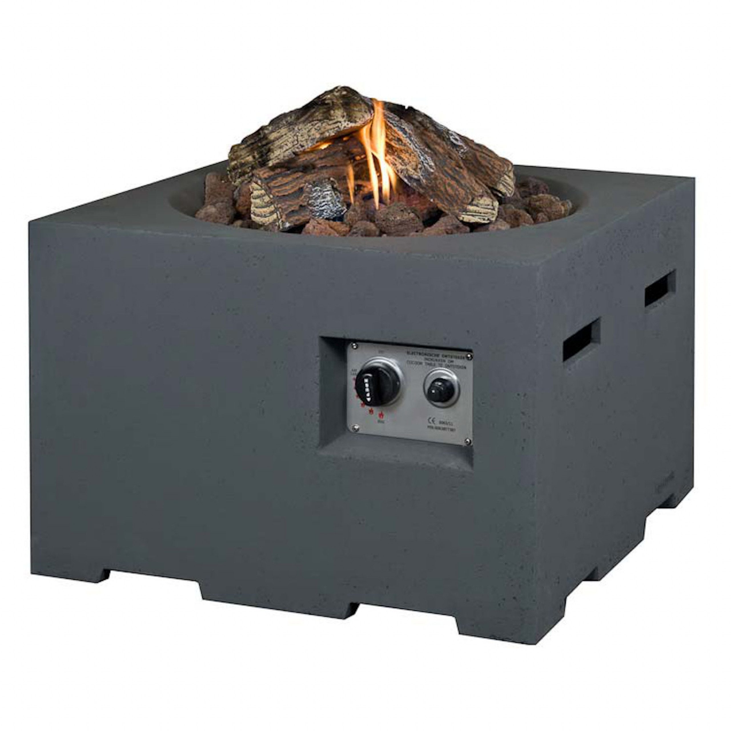Happy Cocooning Feuertisch Happy Cocooning Mania Feuertisch grau 19,5 kW Feuerstelle inkl. 5kg