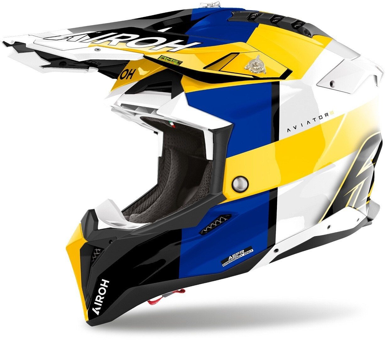 Airoh Motocrosshelm Aviator 3 Monarch Motocross Helm, Notfallsystem-polsterung (eqrs)