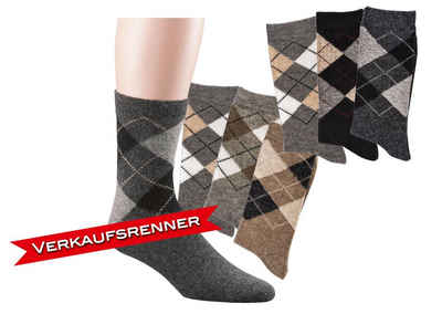 Wowerat Socken Karo Rauten Socken mit Alpaka Wolle für Damen und Herren (3 Paar)