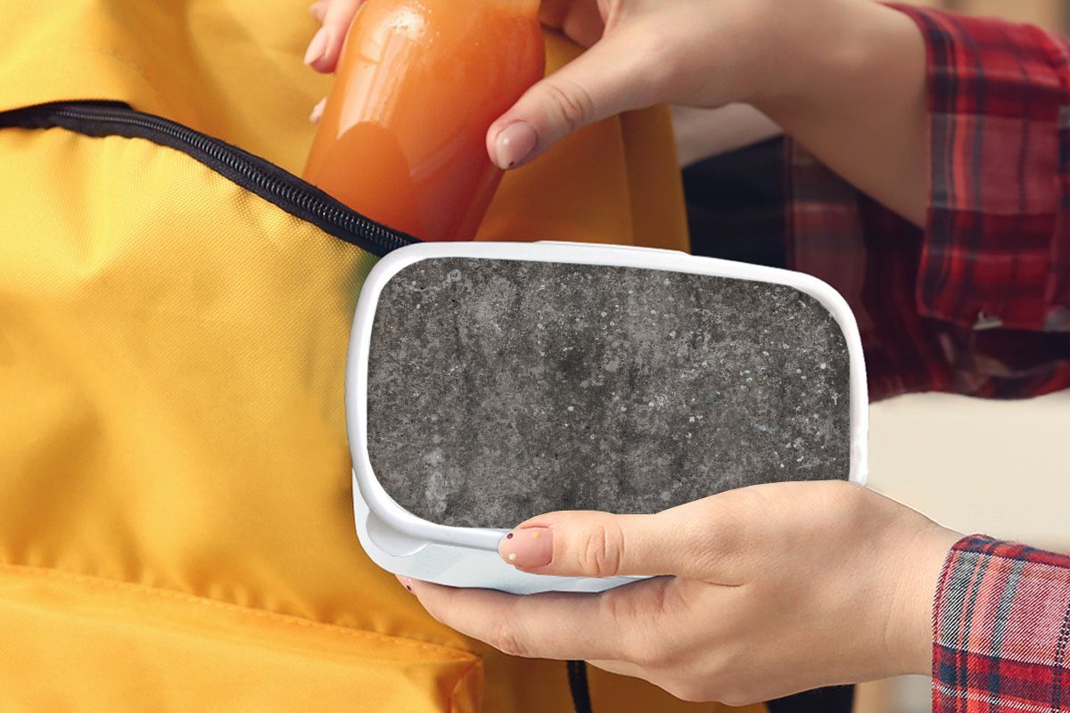 MuchoWow Lunchbox Beton - Grau Mädchen Kunststoff, weiß Erwachsene, Kinder Brotbox Punkte und Jungs Brotdose, für für und - Verkehr, (2-tlg), 