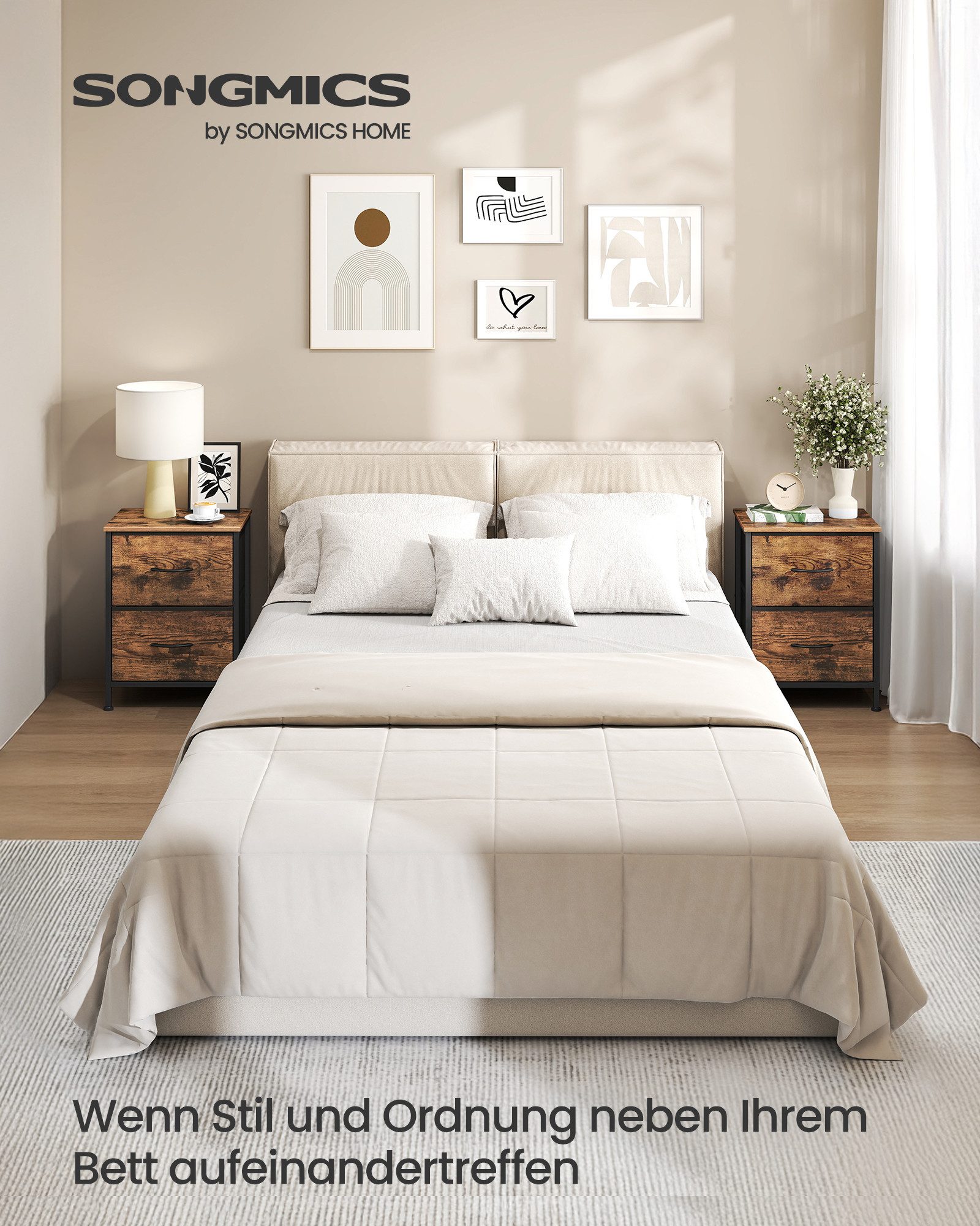 SONGMICS Nachttisch, Kommode, Schrank, 2 Stoffschubladen, Aufbewahrungsschr günstig online kaufen