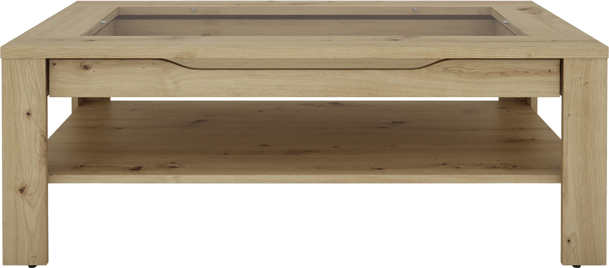 byLIVING Couchtisch RALPH, Tischplatte mit Glaseinlage, Stauraum, 1 Schubkasten, Rollschubführung