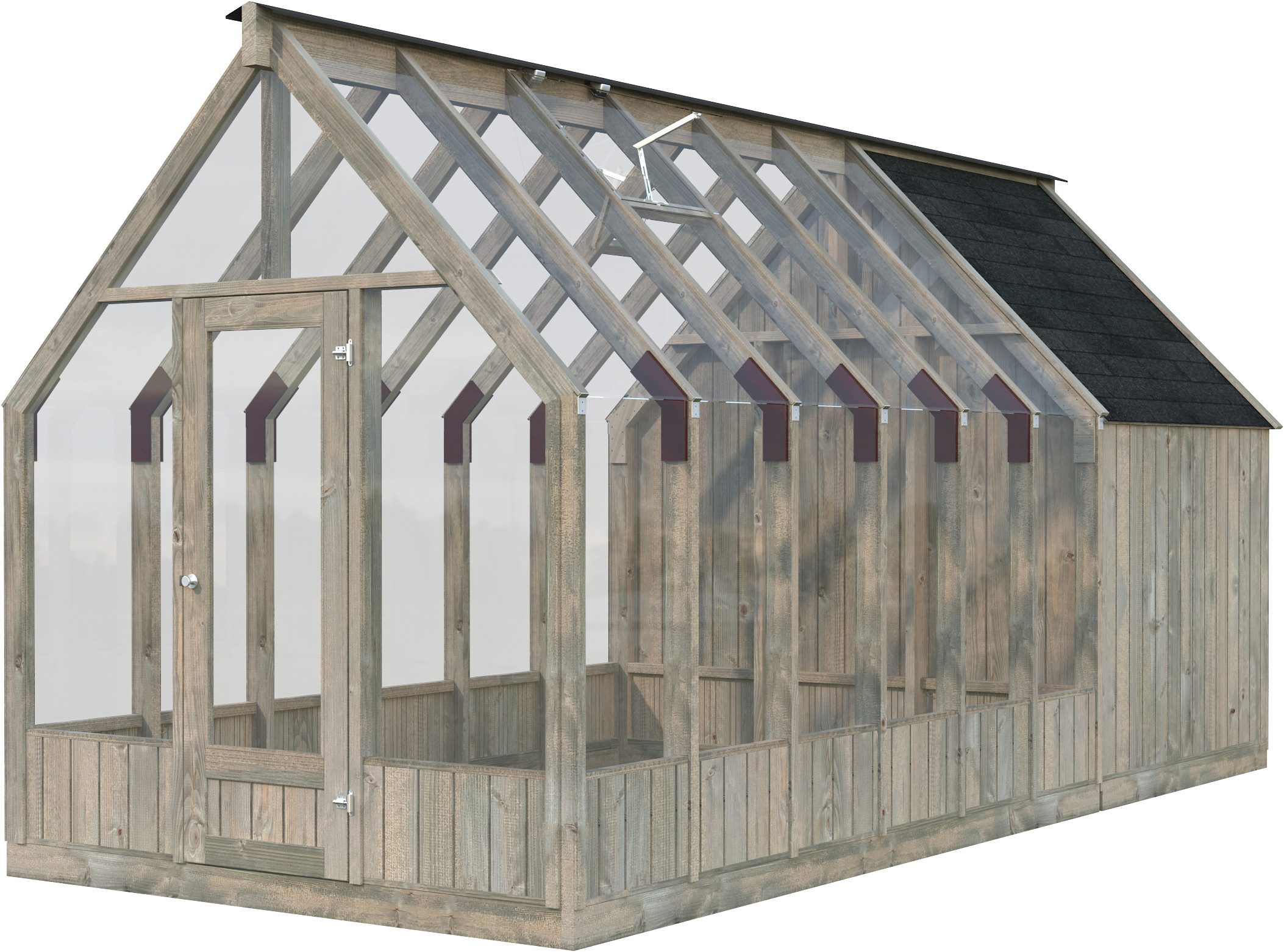 Palmako Gewächshaus Emilia 8,2+4,0 m², BxTxH: 240 x 550 x 286 cm, Set