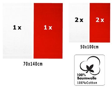 Betz Handtuch Set 6-TLG. Handtuch-Set Premium, 100% Baumwolle, (Set, 6-tlg), rot und weiß