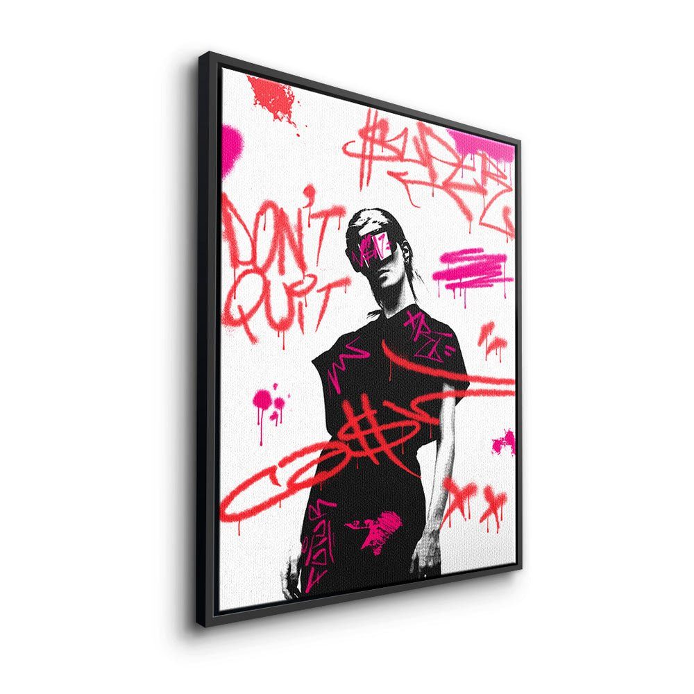 DOTCOMCANVAS® Leinwandbild, Leinwandbild Graffiti cash super Geld Art Rahmen weiß m Pop schwarzer vision Motivation