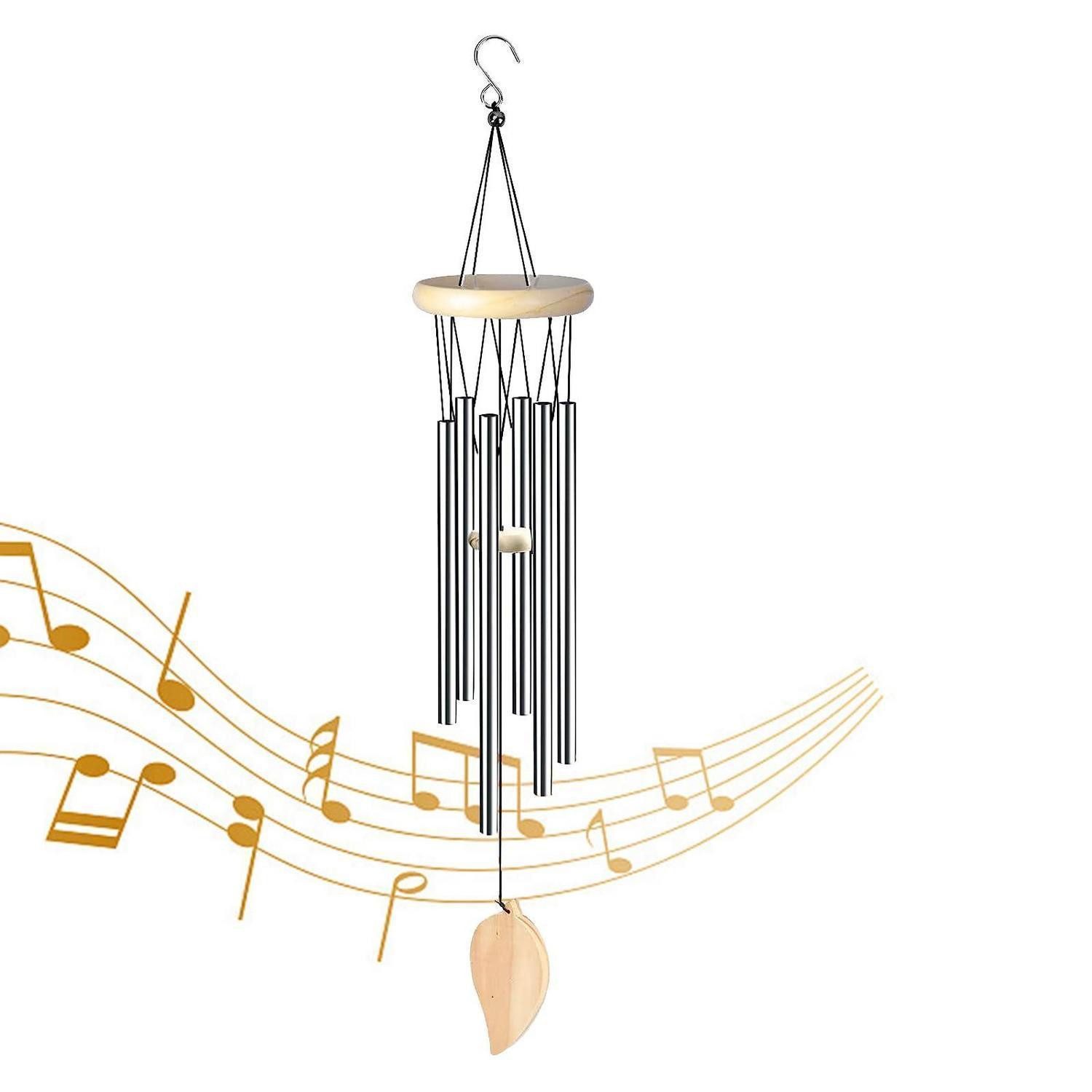 LuxusKollektion Windspiel Windspiel Holz/Aluminium 70cm silber (1 St)