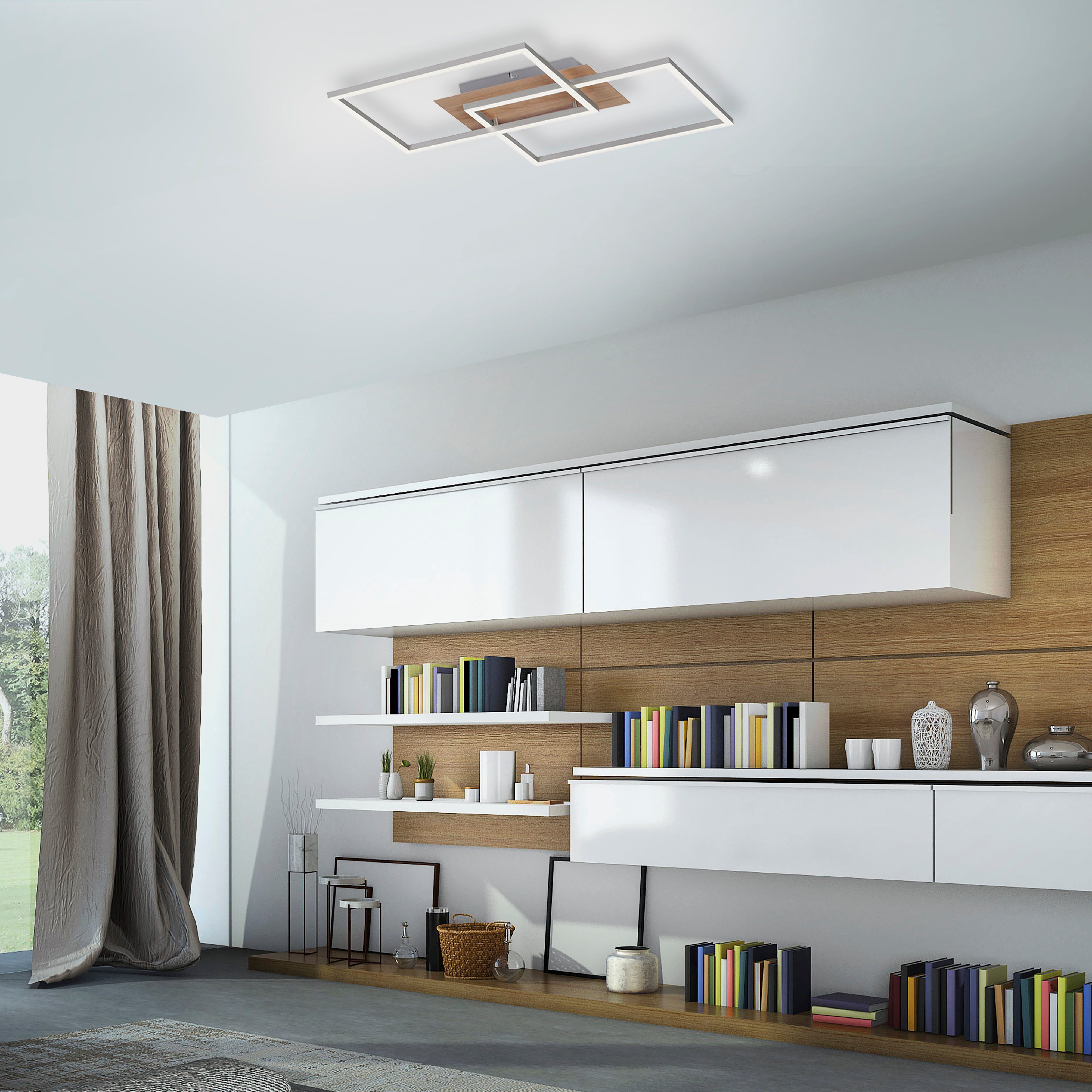 JUST LIGHT LED Deckenleuchte IVEN, Dimmfunktion, Fernbedienung, Infrarot inkl., Memory, nach Trennung vom Netz, LED fest integriert, warmweiß - kaltweiß, dimmbar über Fernbedienung