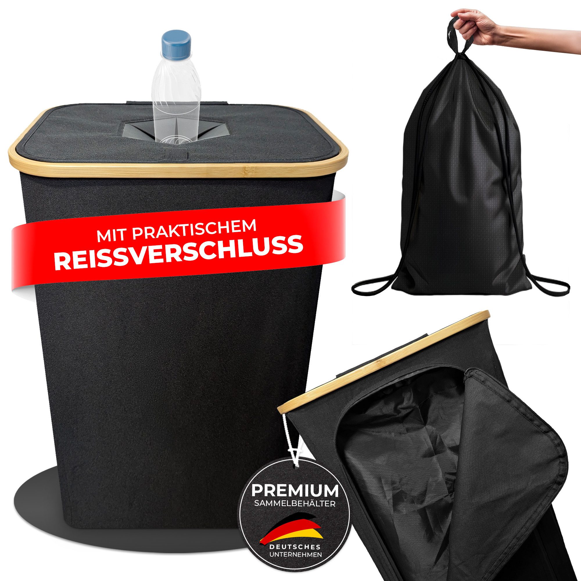 Avelya Müllsackständer Pfandflaschen Sammelbehälter 110L mit Reißverschluss, Recycling, integriertes innovatives Reißverschlusssystem