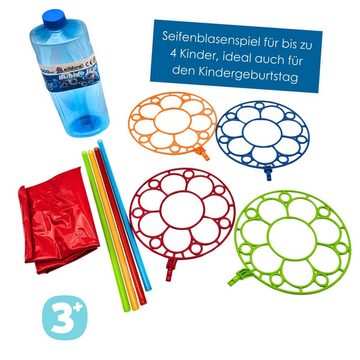 alldoro Seifenblasenspielzeug 60646, mit aufblasbarem Becken – Großes Seifenblasenset für bis zu 4 Kinder